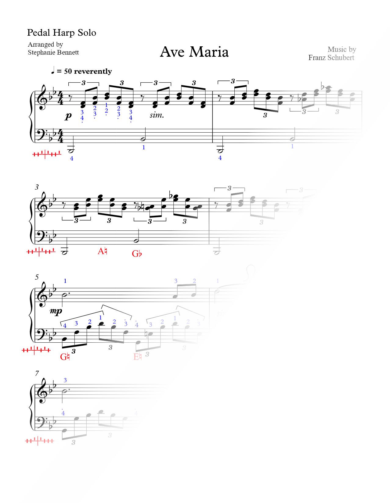 Ave Maria (Schubert) Solo Pedal Harp