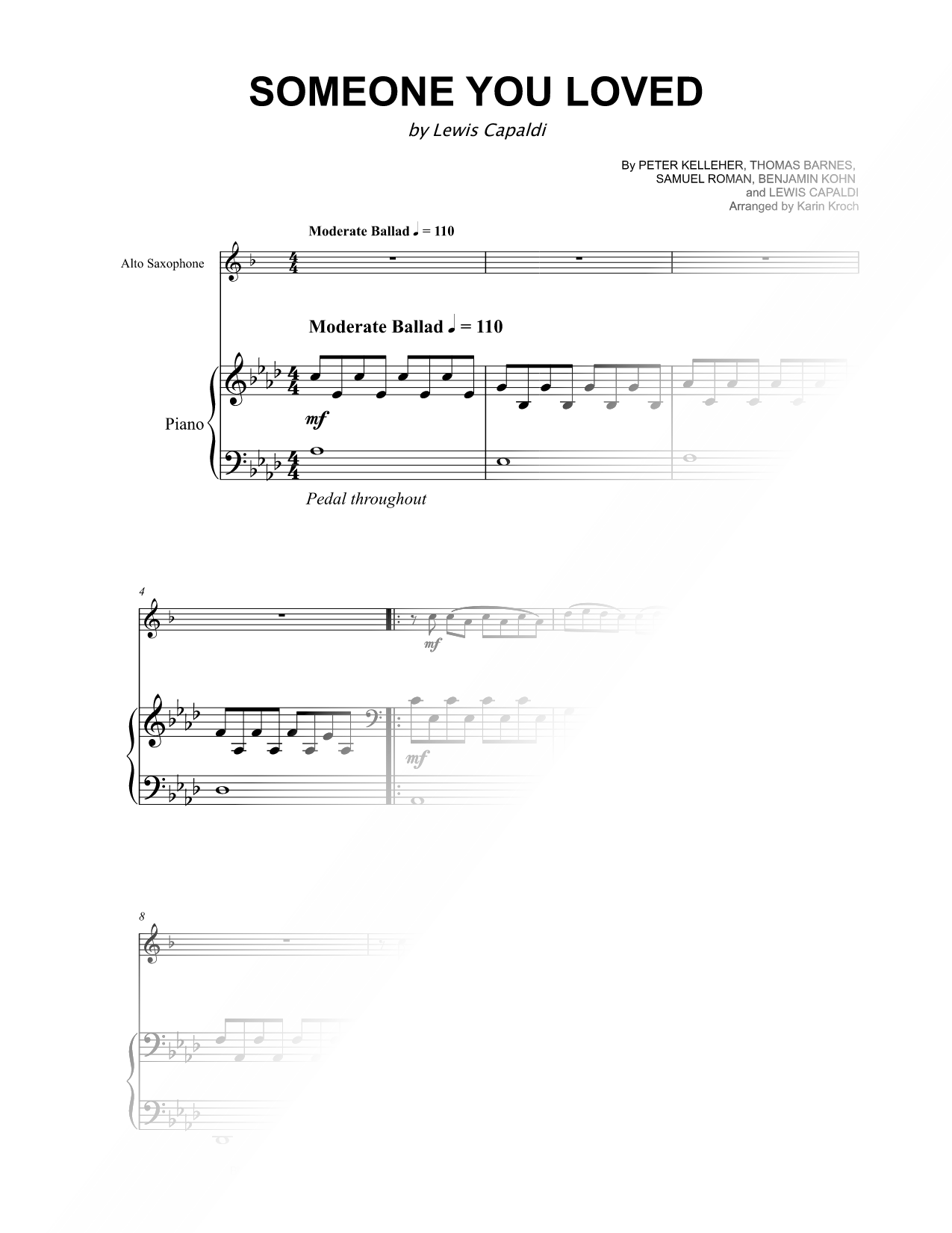 Someone You Loved - Alto Saxophone & Piano