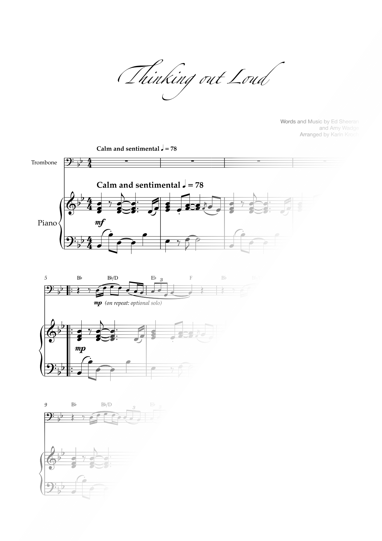 Thinking Out Loud - Trombone & Piano