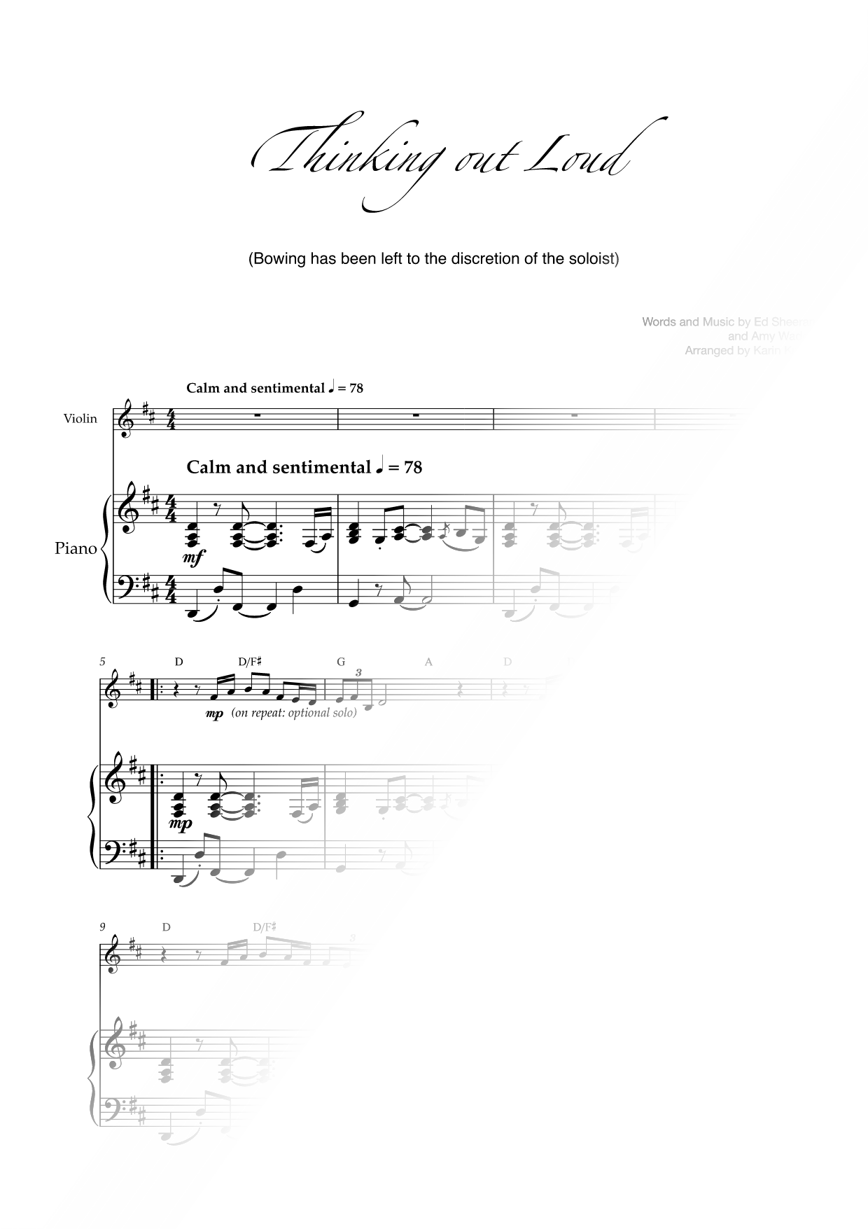 Thinking Out Loud - Violin & Piano