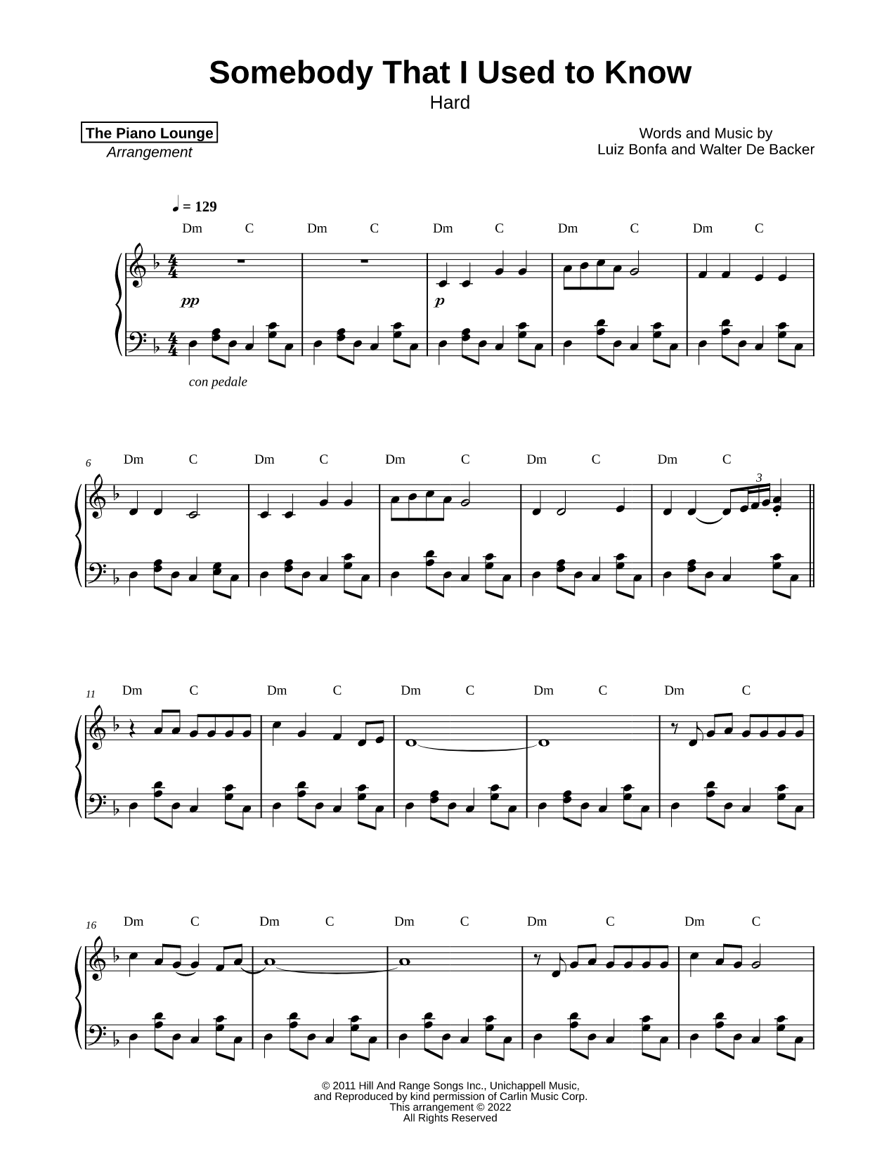 Somebody That I Used to Know [hard]