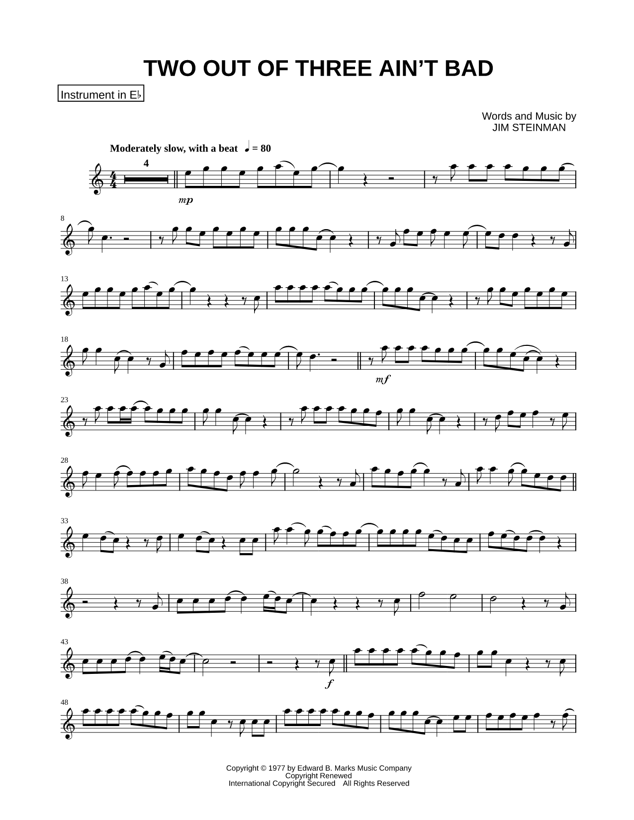 Two Out of Three Ain't Bad - Eb Instrument
