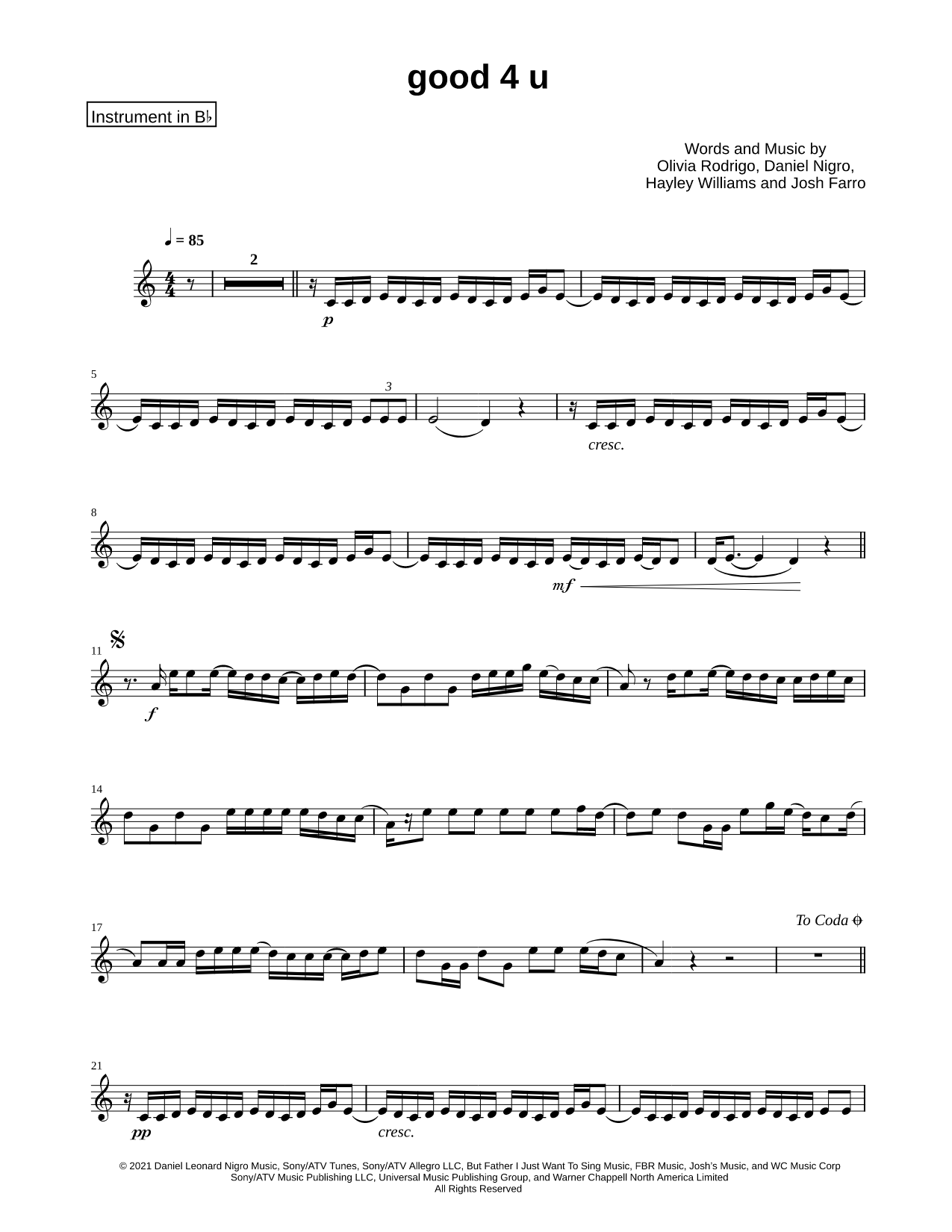 good 4 u - Bb Instrument