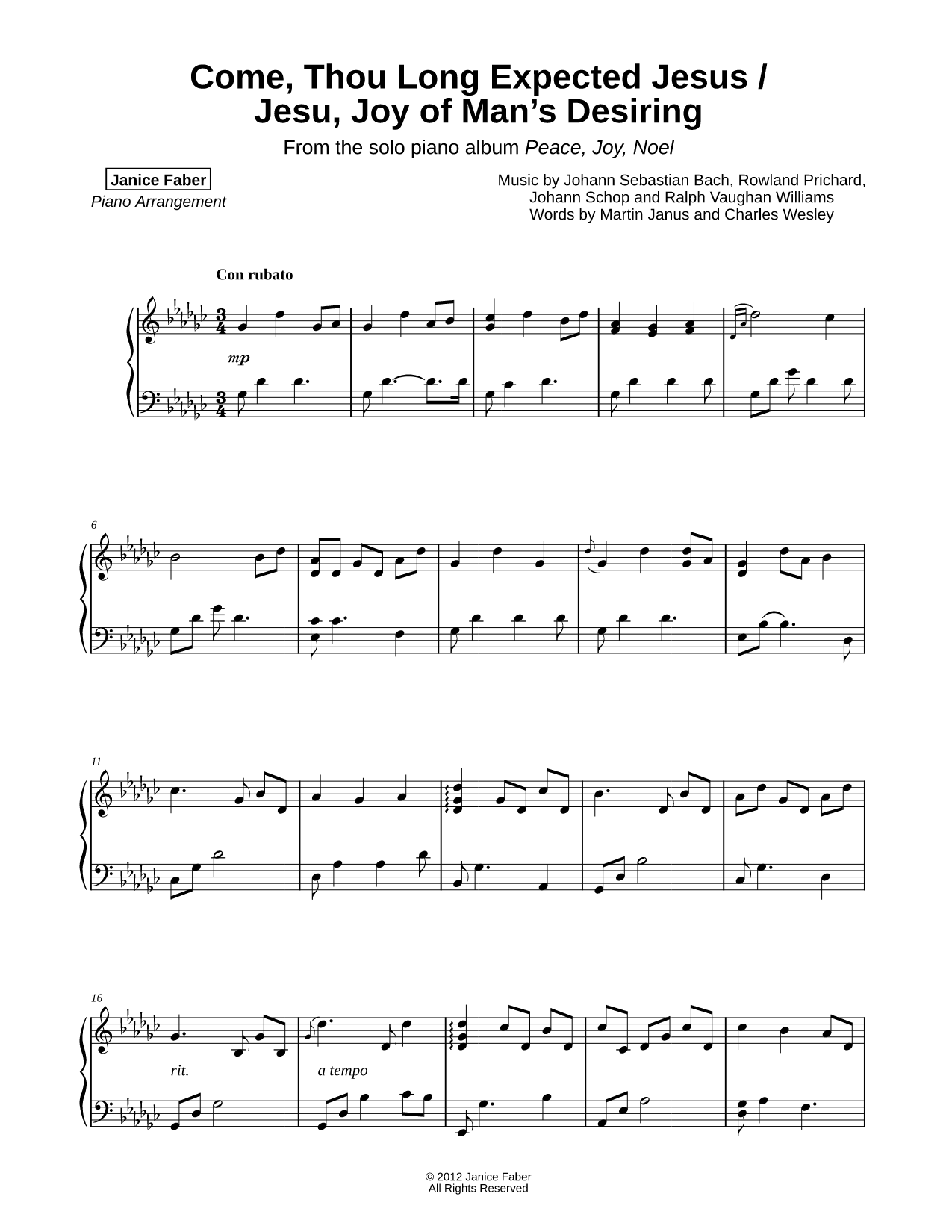 Come, Thou Long Expected Jesus / Jesu, Joy of Man's Desiring