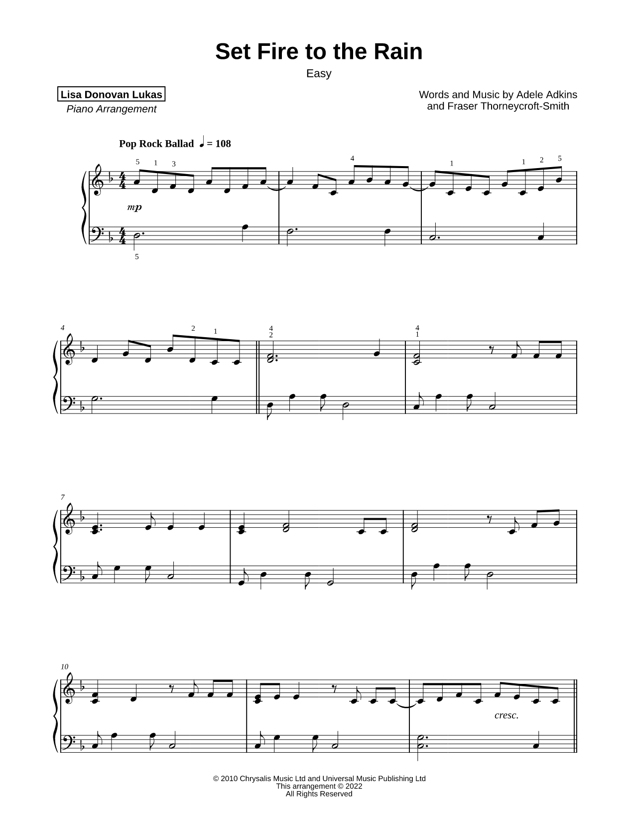 Set Fire to the Rain [easy]