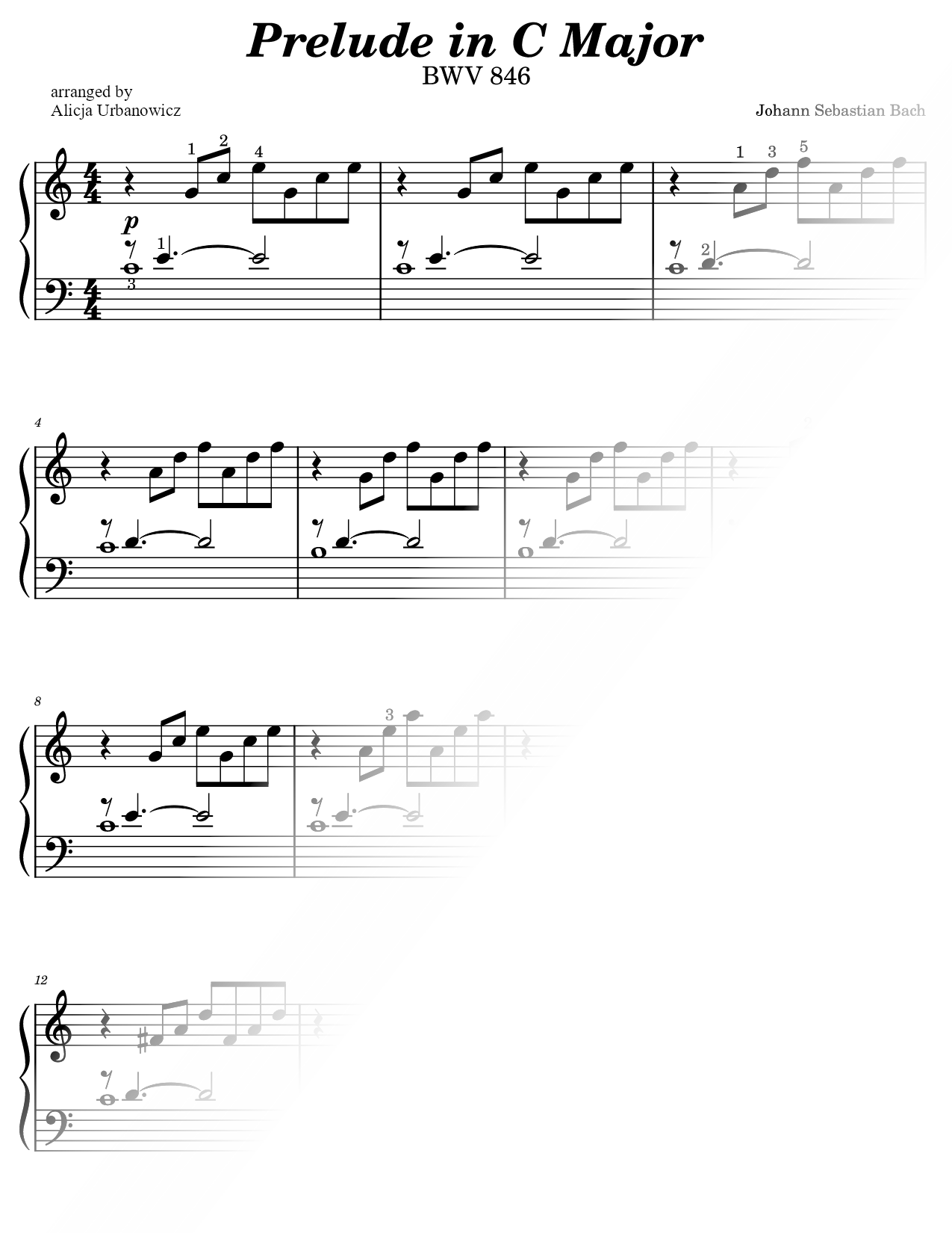 Prelude in C Major, BWV 846 [easy]