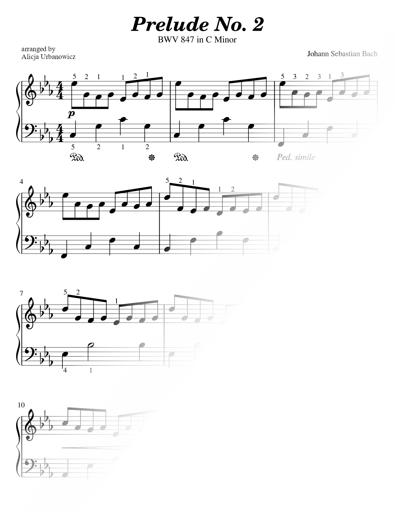 Prelude and Fugue No. 2 in C Minor, BWV 847 [easy]