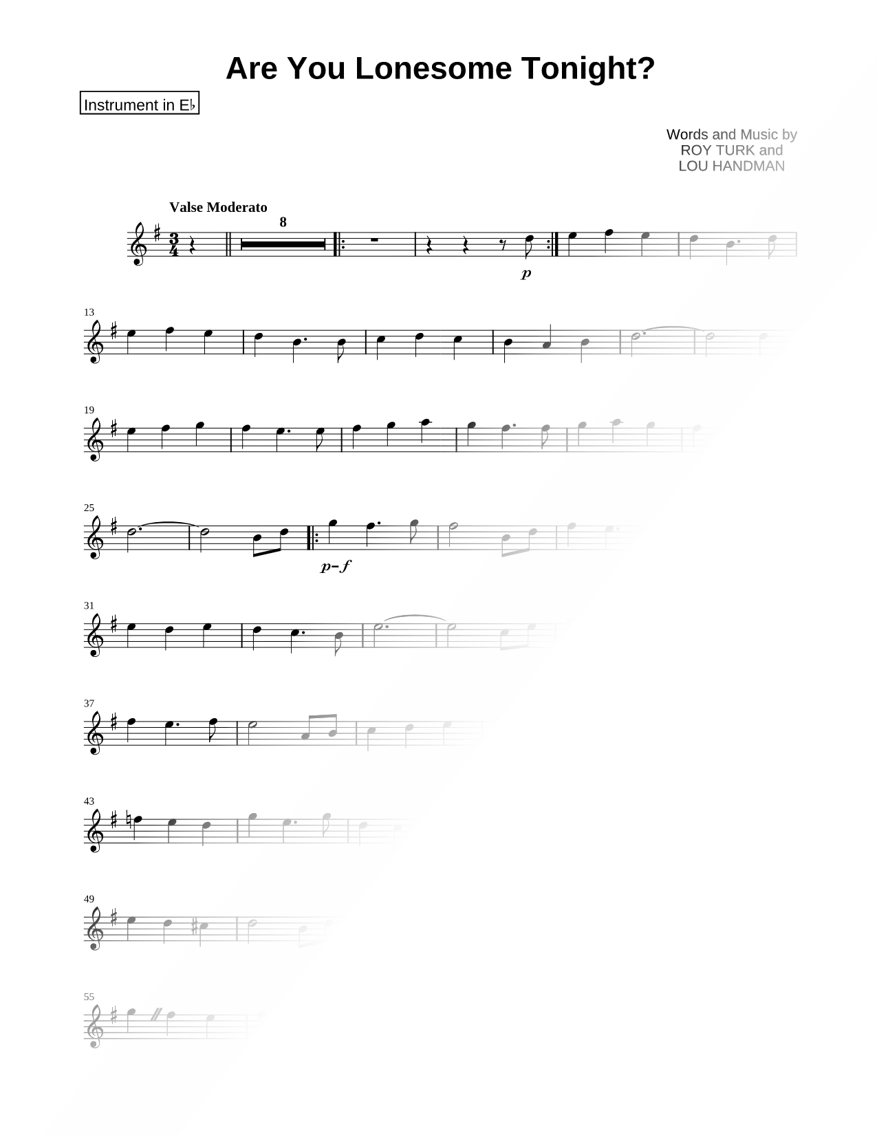 Are You Lonesome Tonight? - Eb Instrument