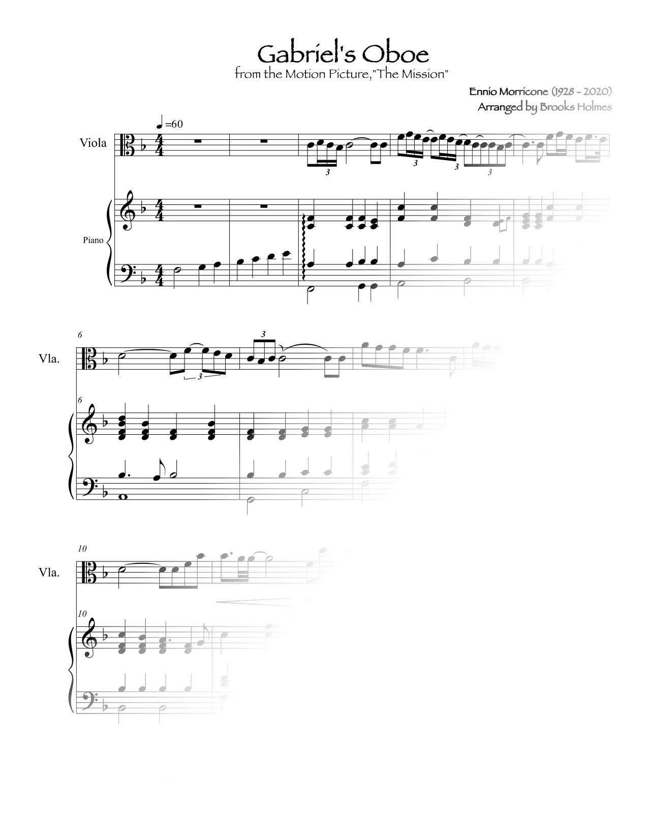 Gabriel's Oboe - Viola & Piano