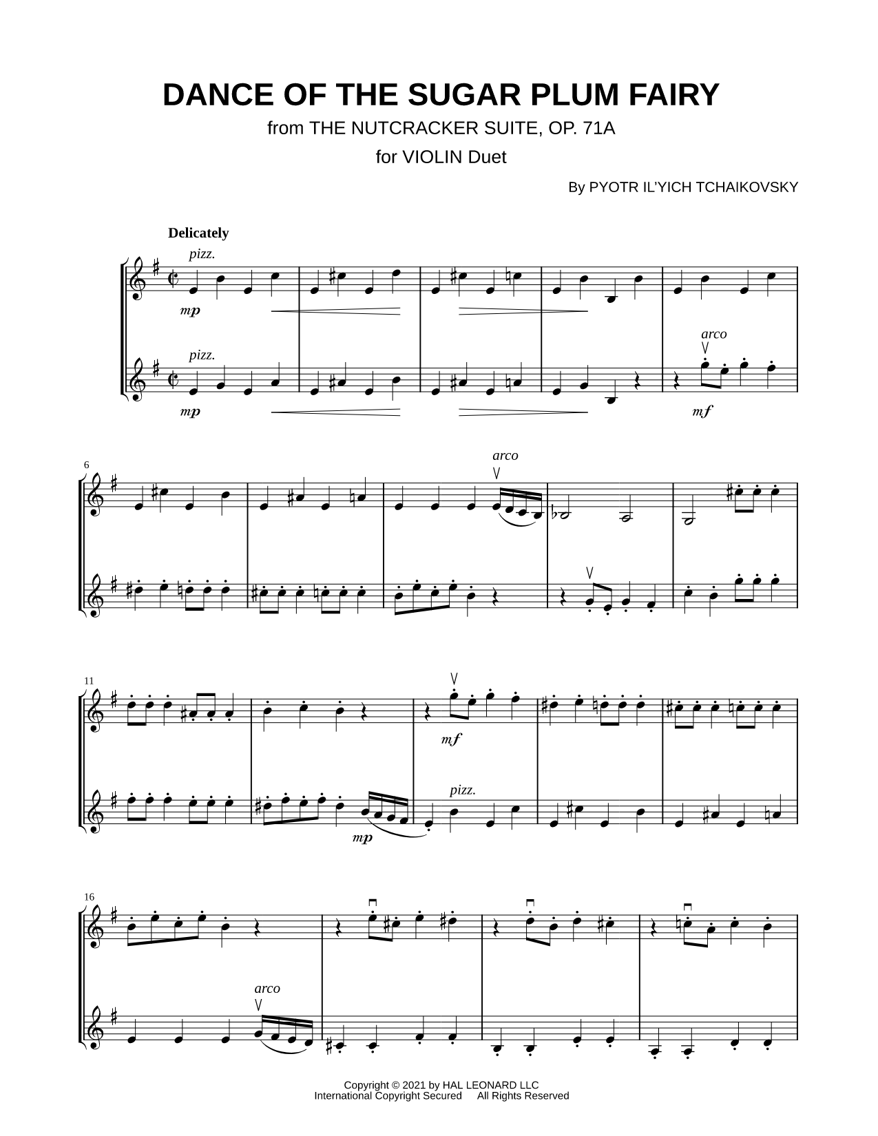 Dance of the Sugar Plum Fairy - Violin Duet