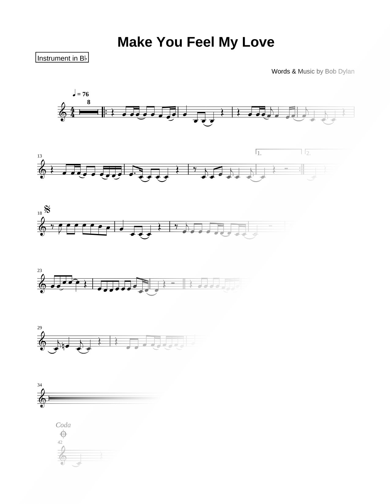 Make You Feel My Love - Bb Instrument