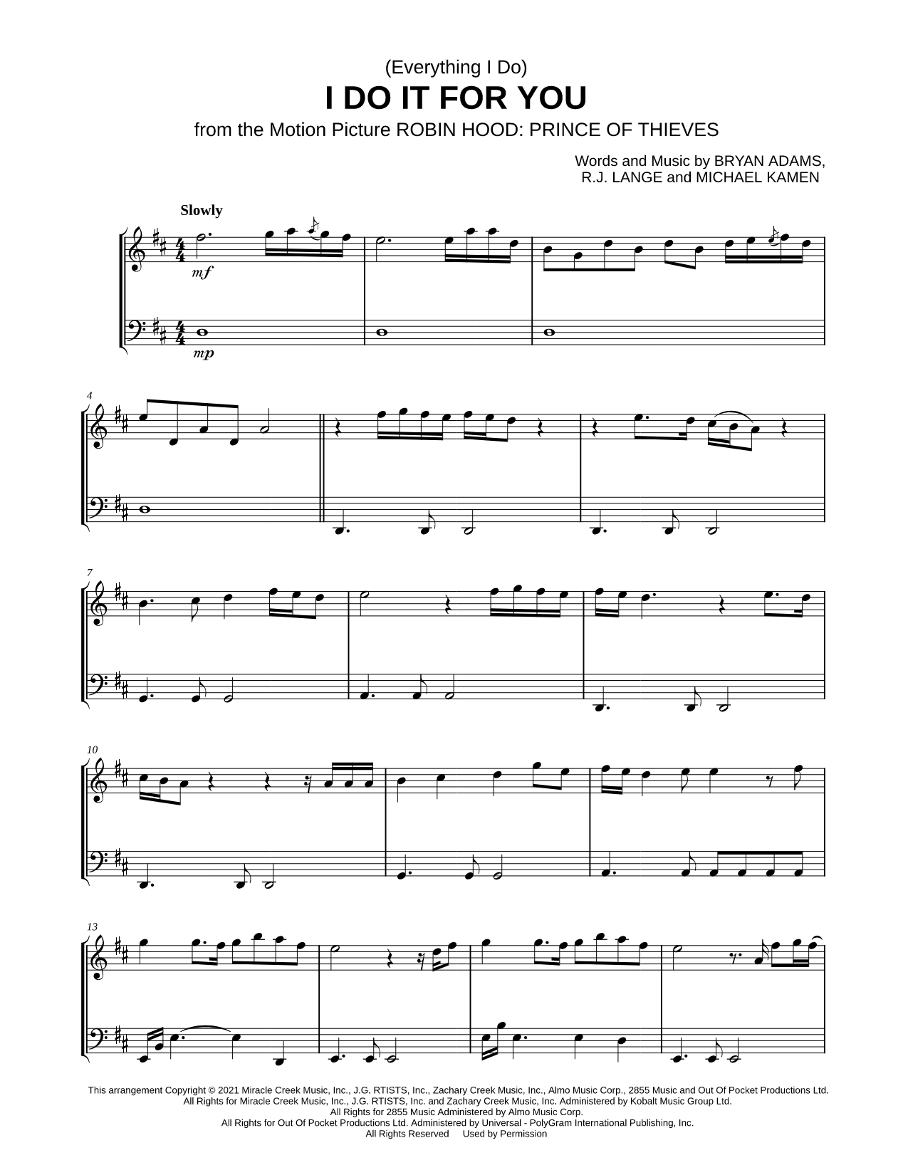 (Everything I Do) I Do It for You - Violin & Cello