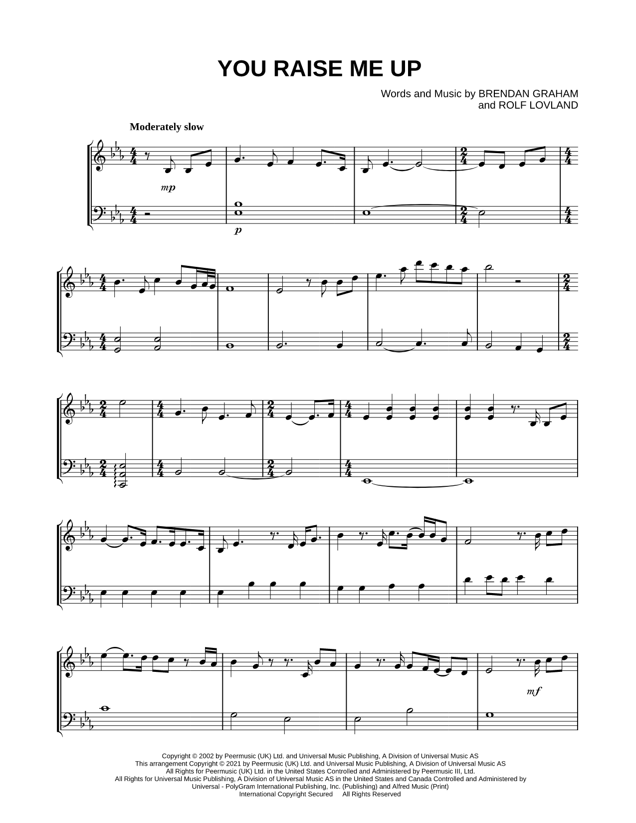 You Raise Me Up - Violin & Cello