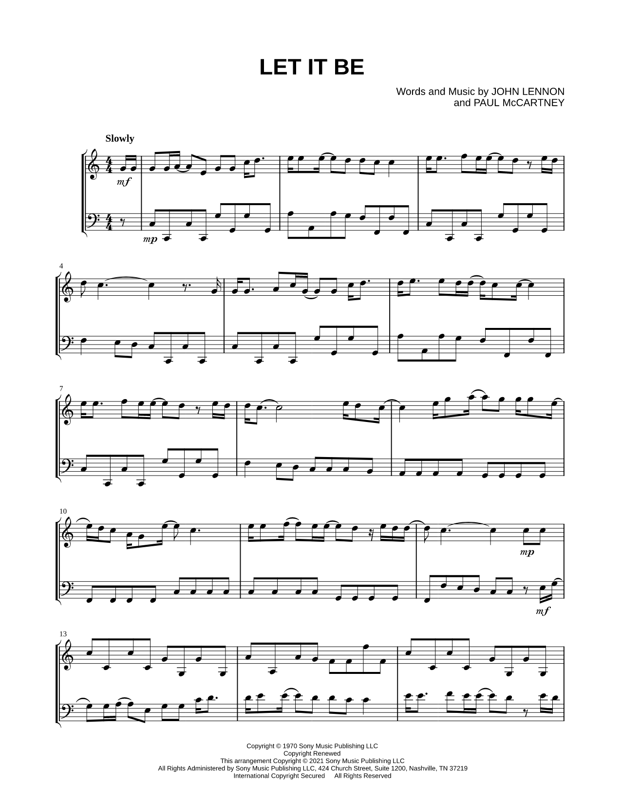 Let It Be - Violin & Cello