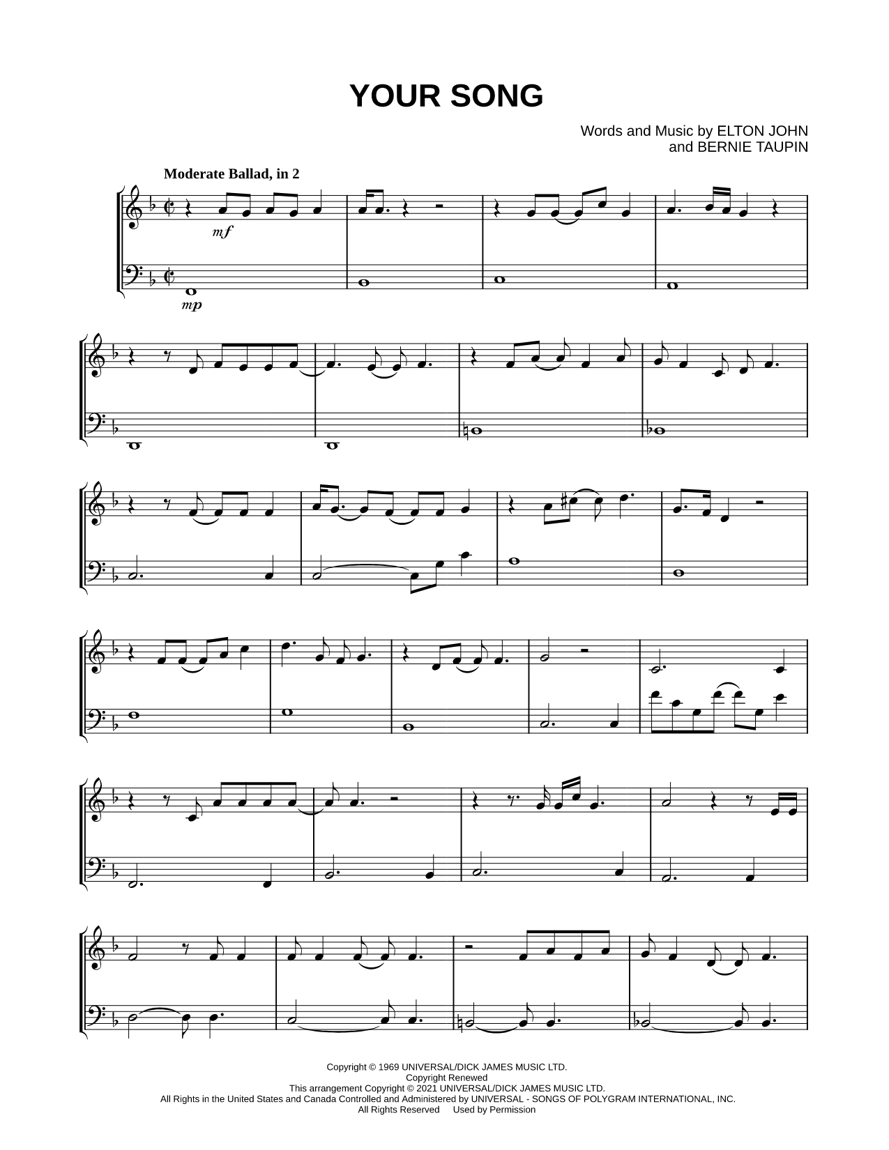 Your Song - Violin & Cello