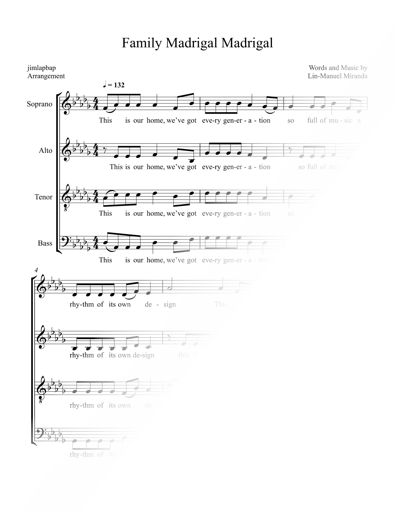Family Madrigal Madrigal [original key]