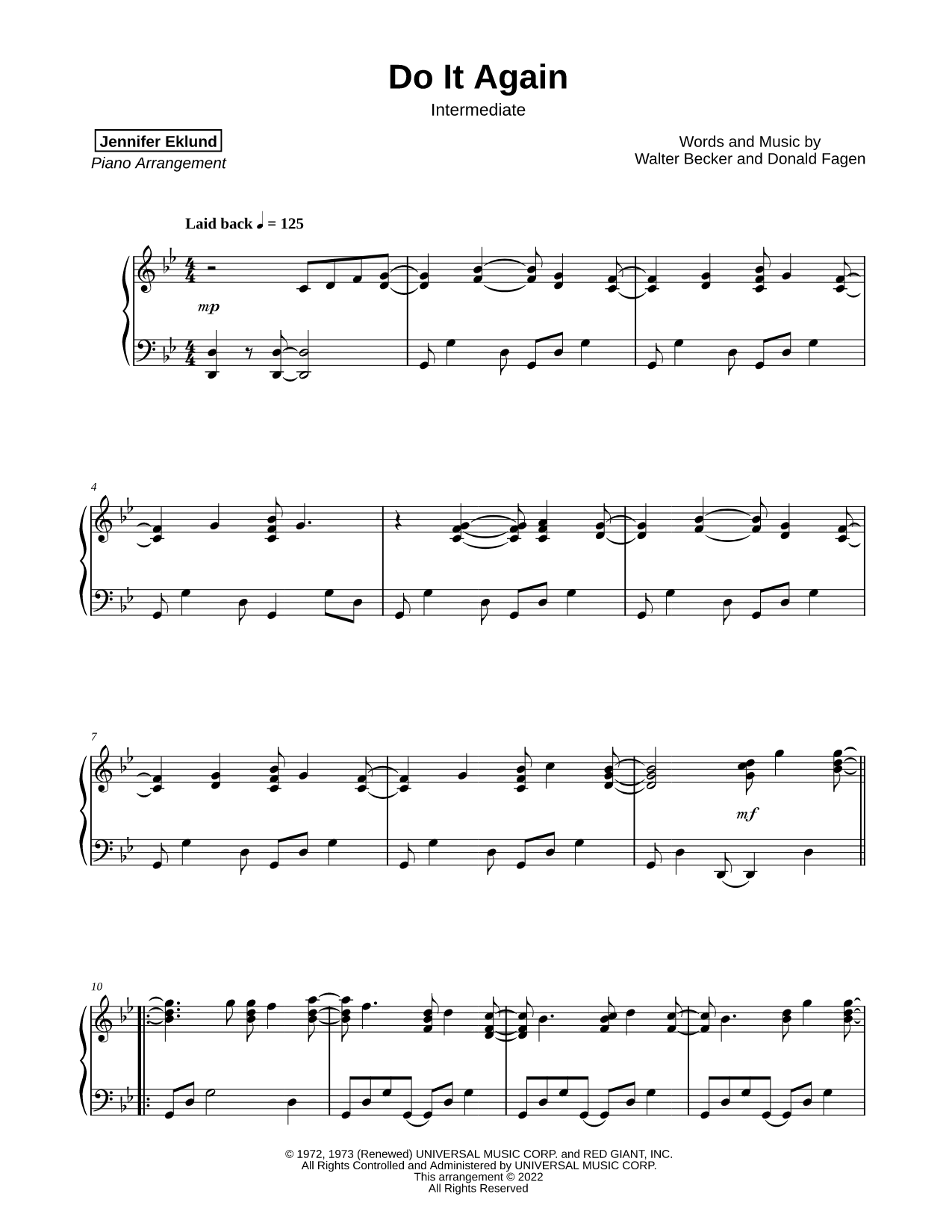 Do It Again [intermediate] Sheet Music — Piano Solo