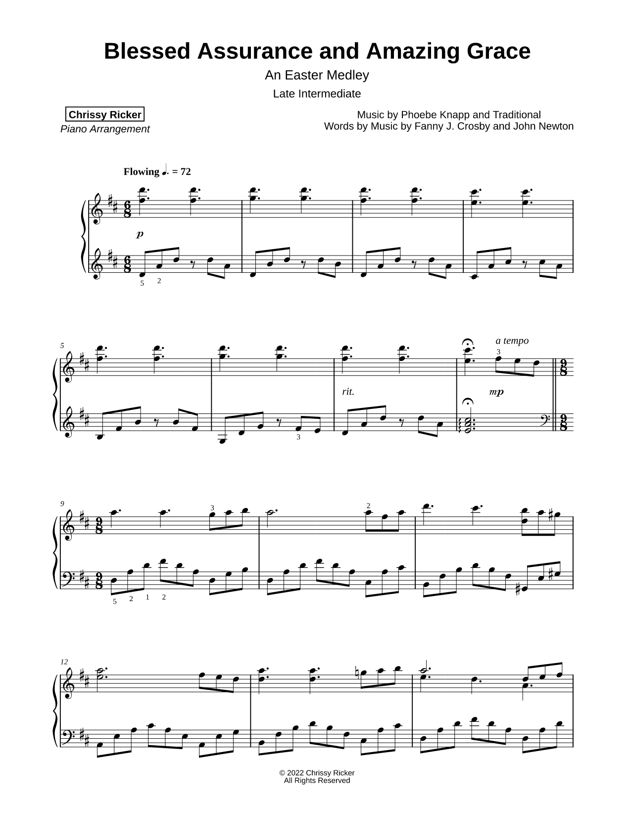 Blessed Assurance and Amazing Grace Medley [late intermediate]