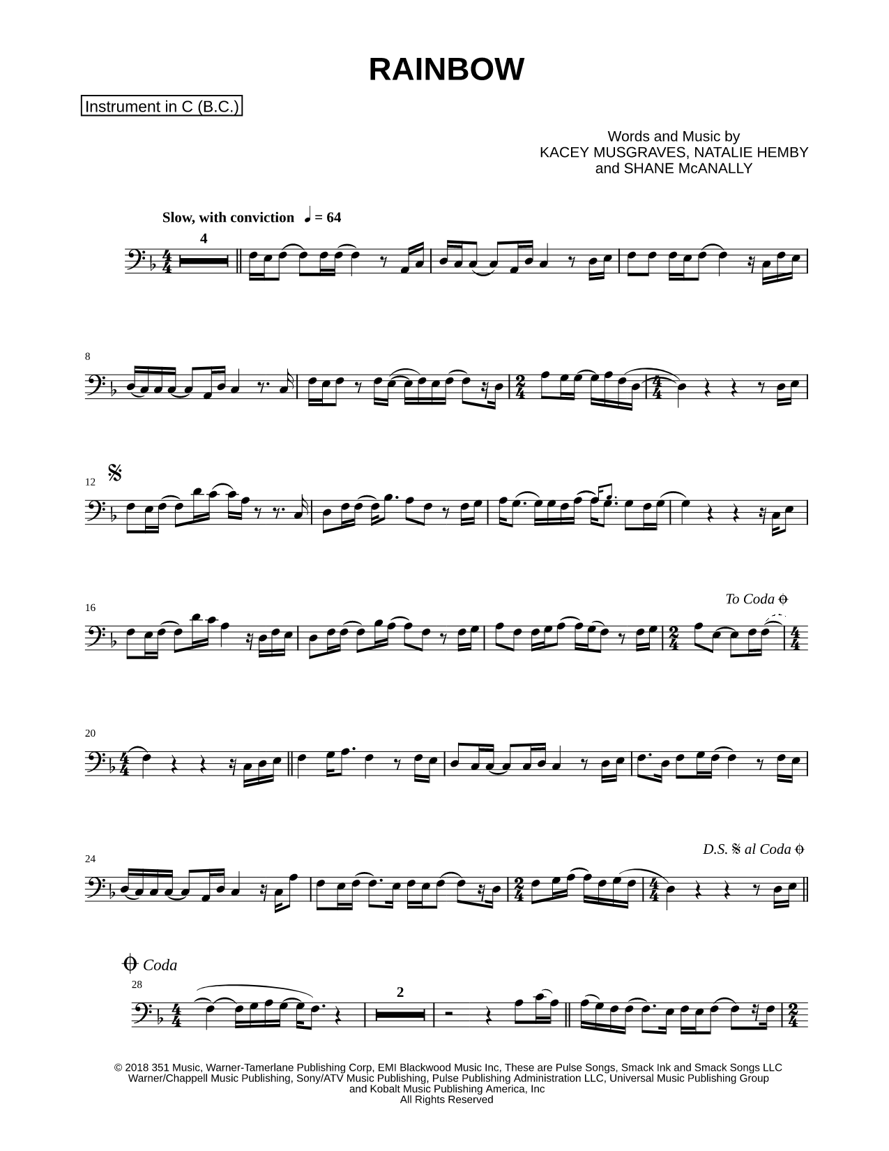 Rainbow - Bass Clef Instrument