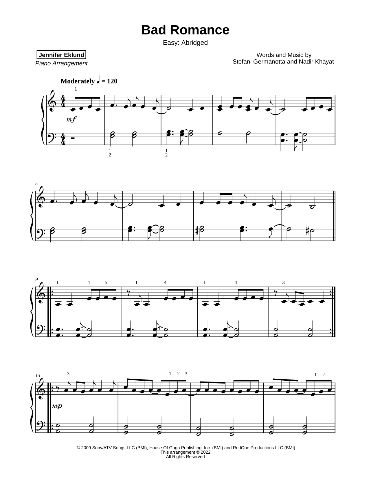 Bad Romance [easy - abridged]