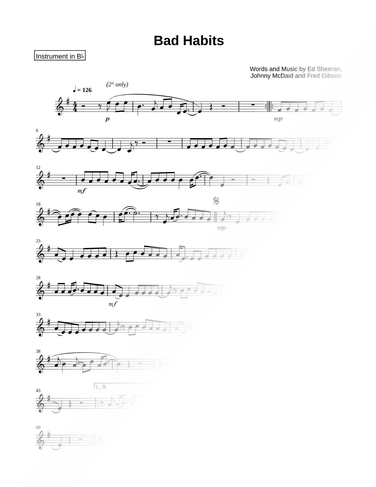 Bad Habits - Bb Instrument