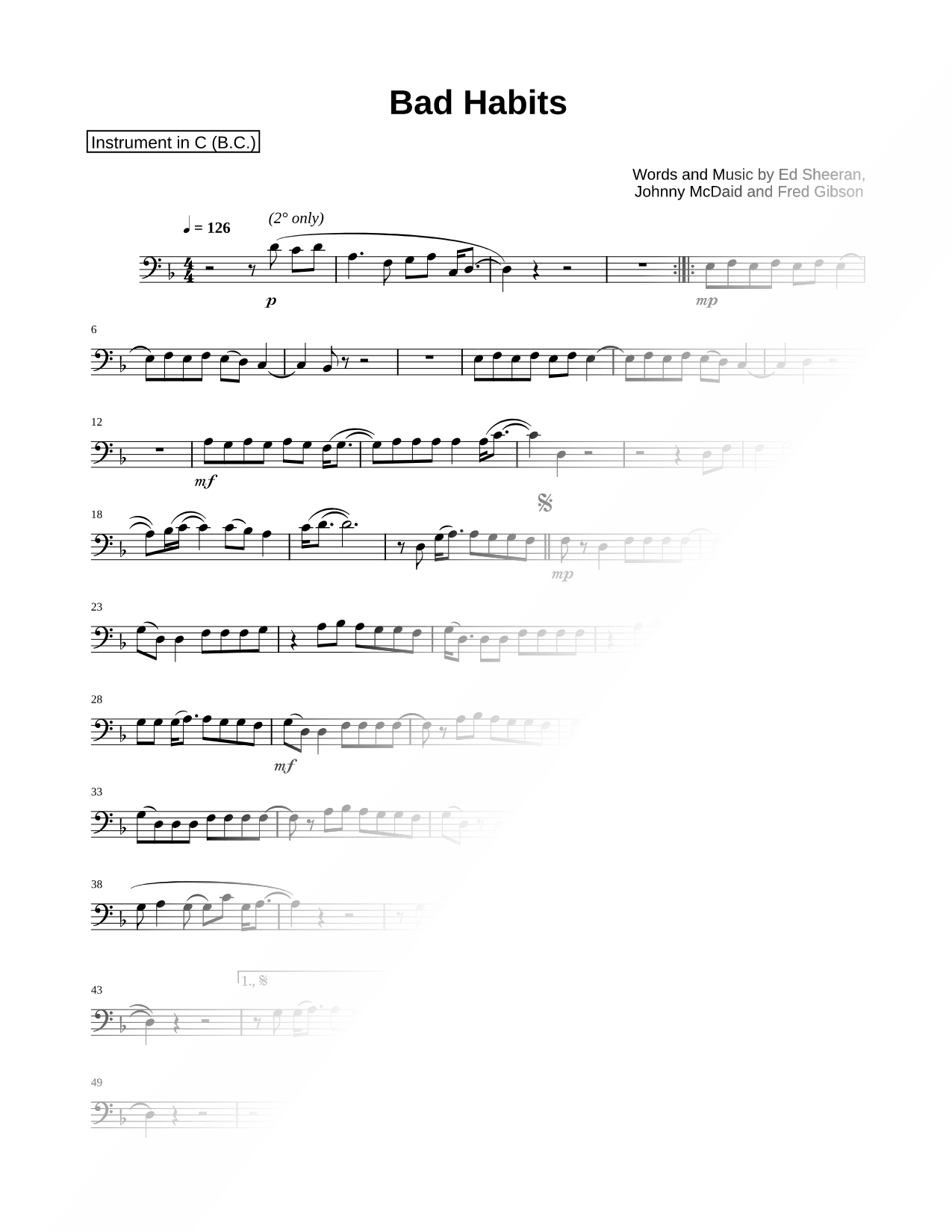 Bad Habits - Bass Clef Instrument