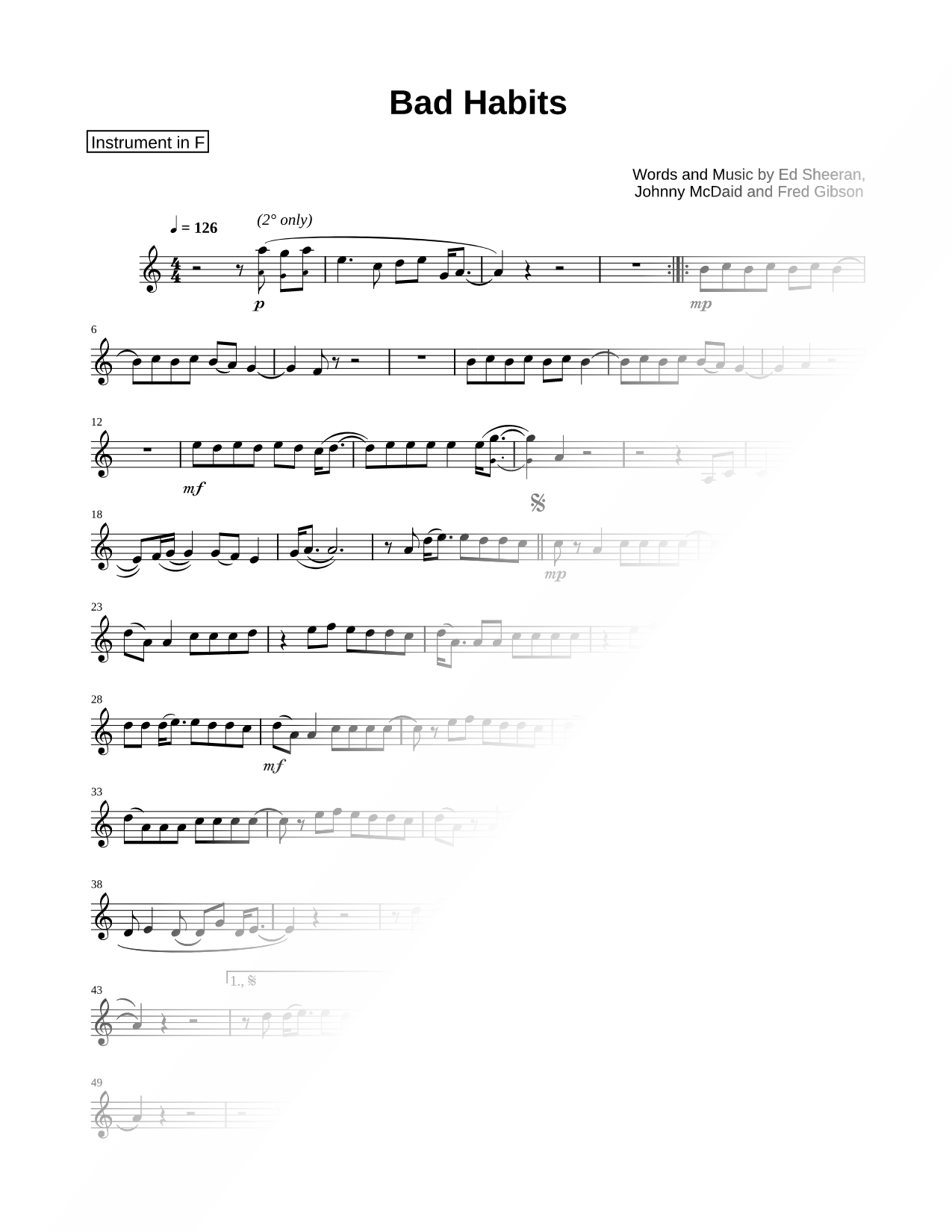Bad Habits - F Instrument
