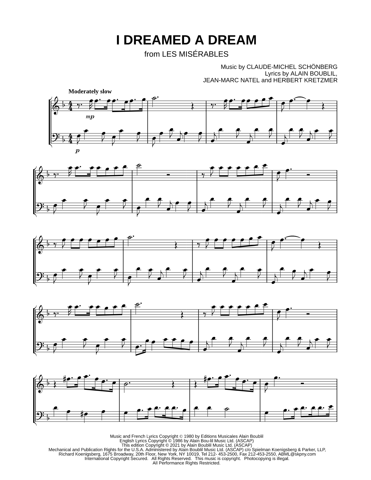 I Dreamed a Dream - Violin & Cello