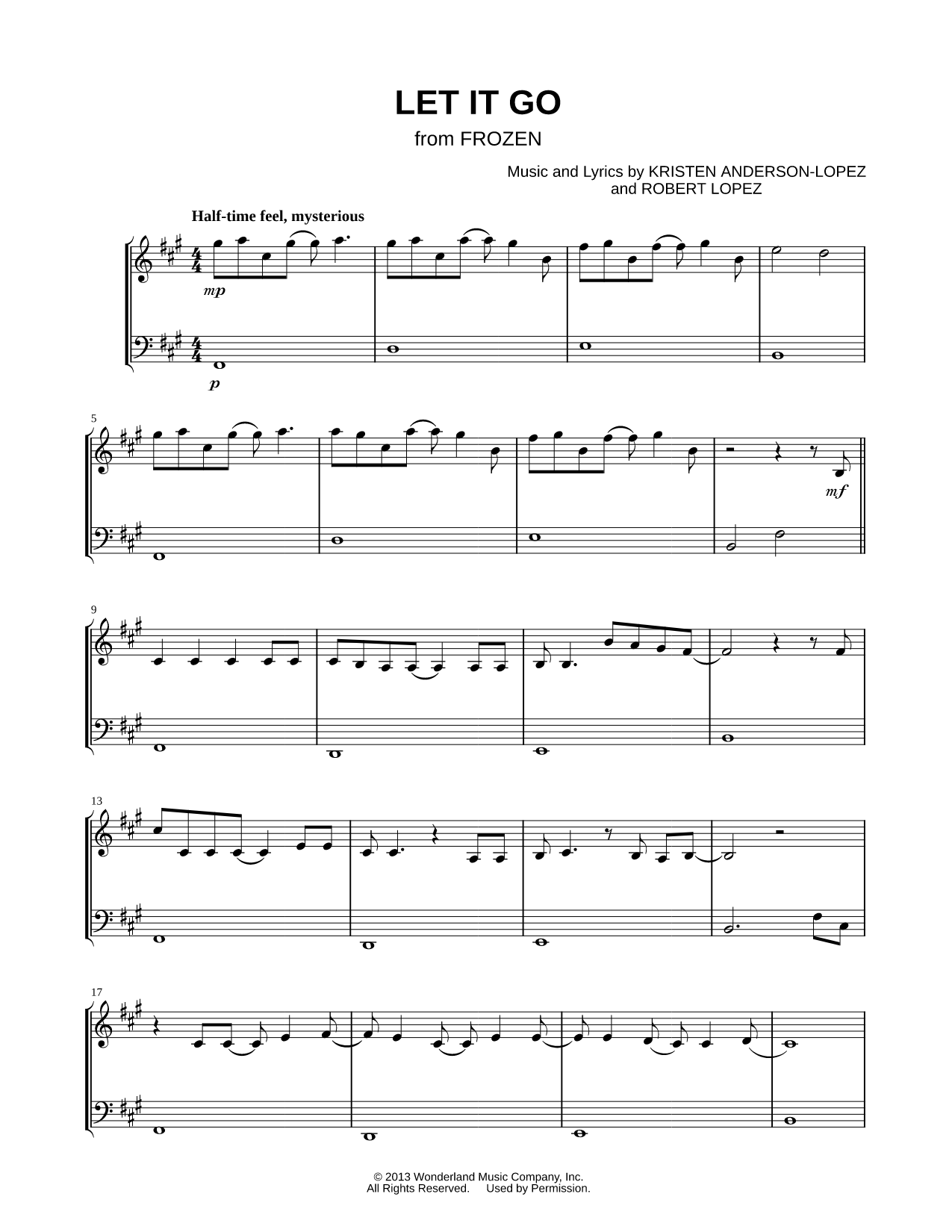 Let It Go - Violin &amp; Cello Sheet Music — Instrumental Duet