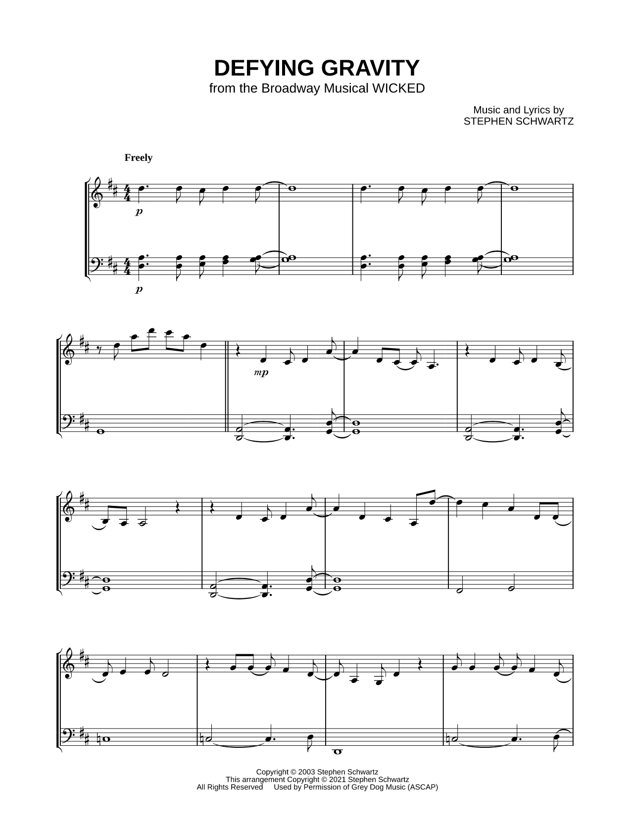 Defying Gravity - Violin & Cello