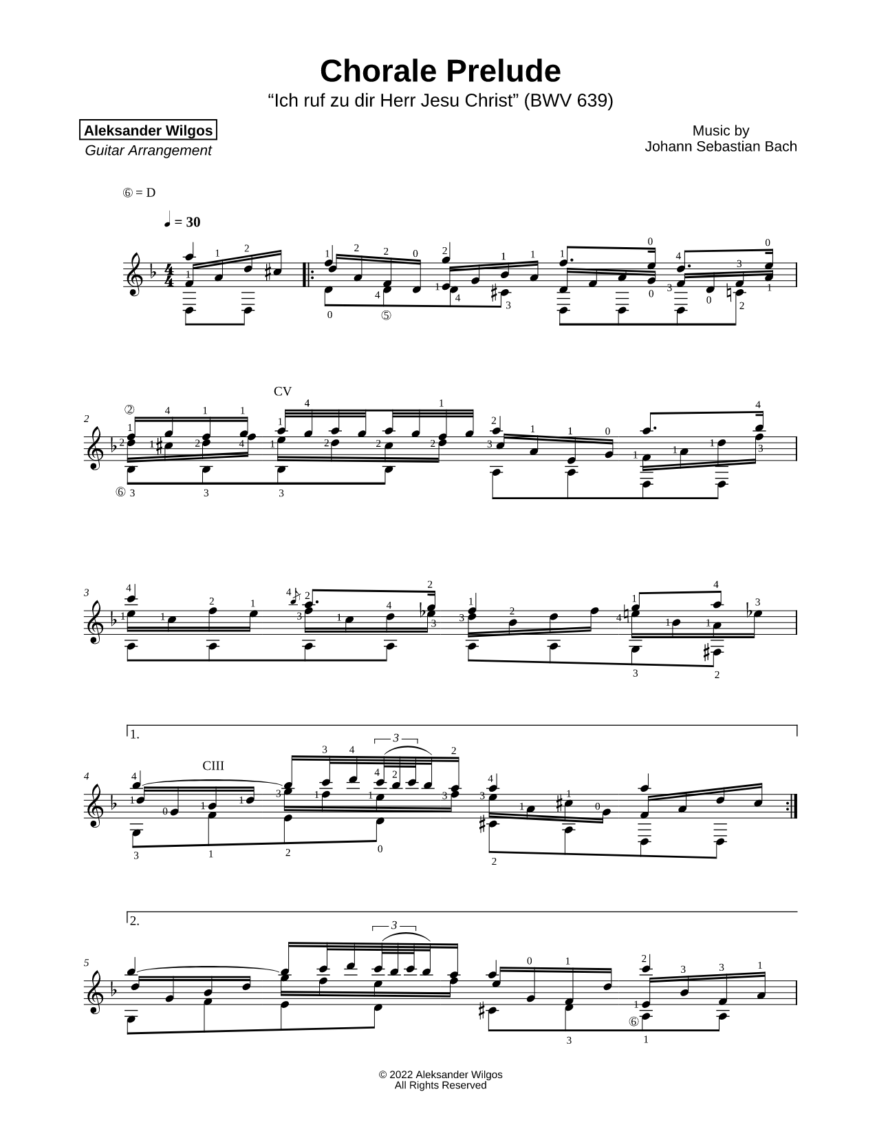 Ich Ruf Zu Dir, Herr Jesu Christ, BWV 639