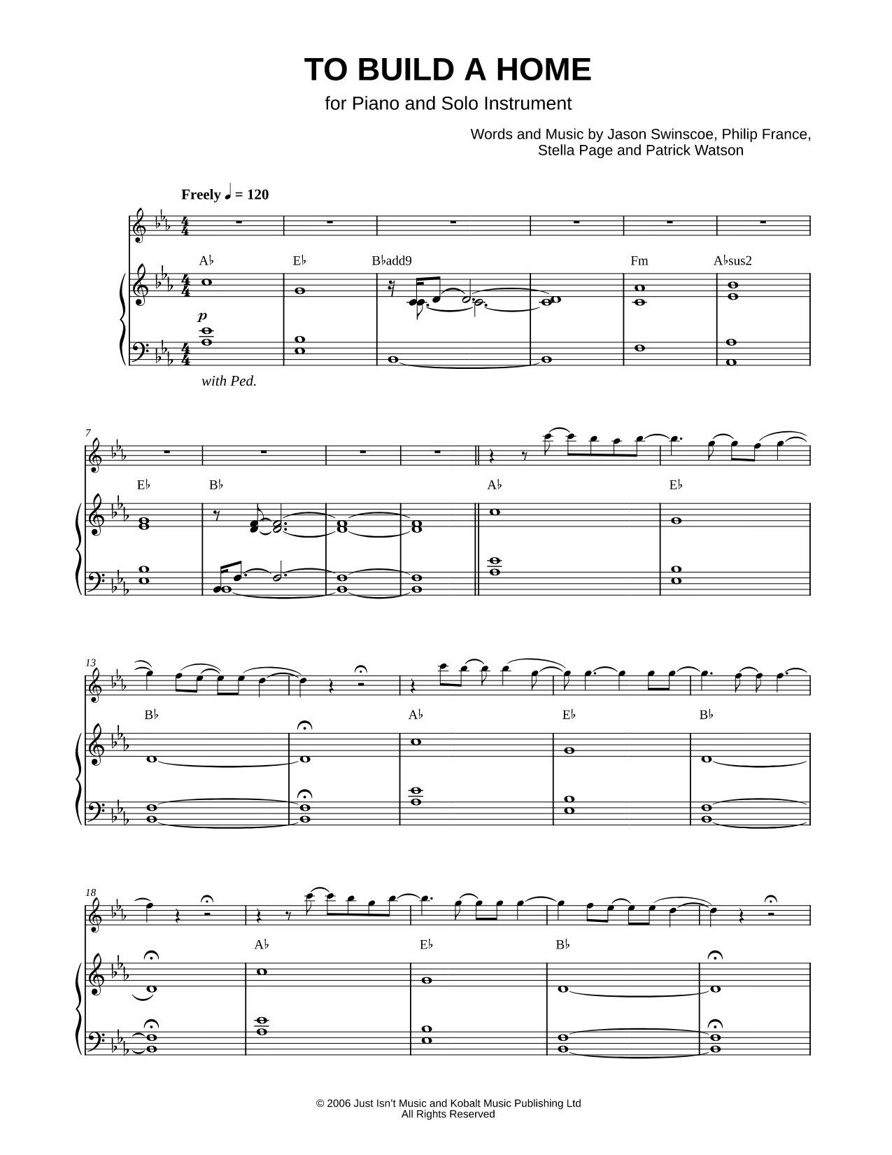 To Build a Home - Piano Accompaniment