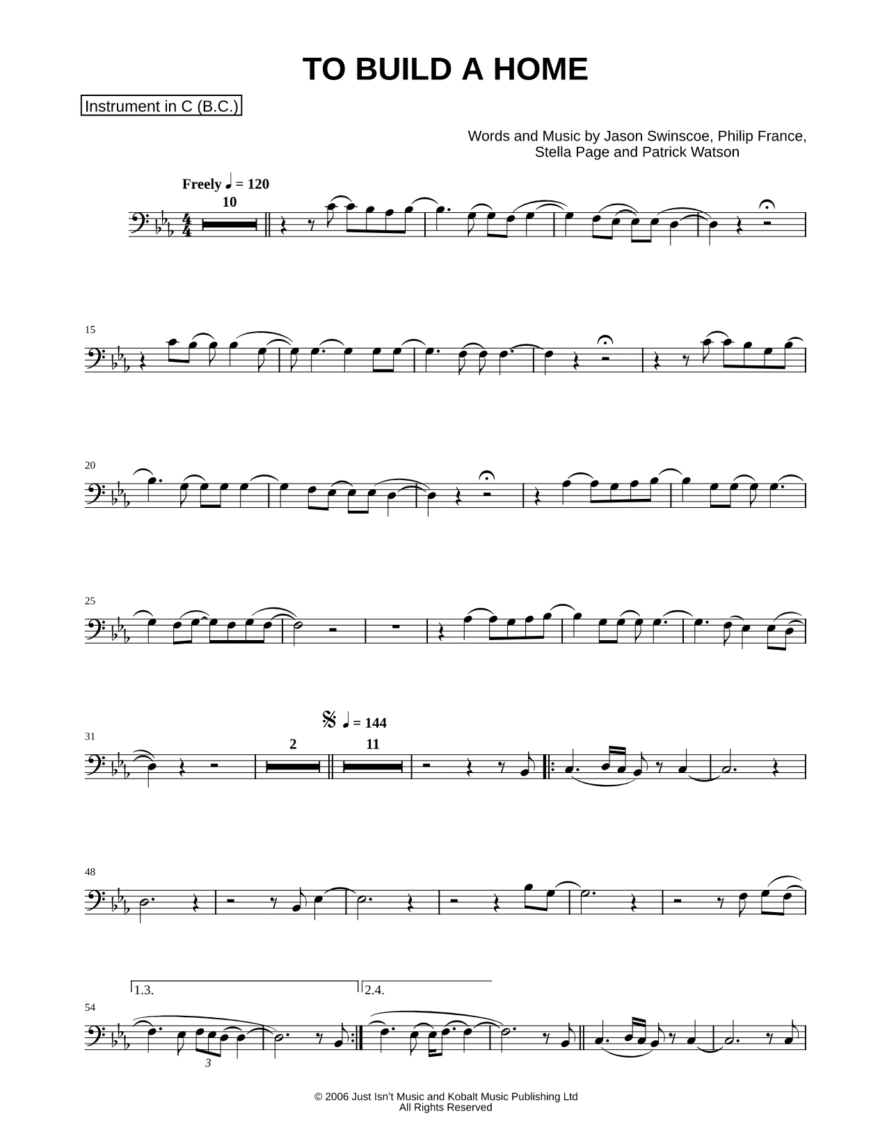 To Build a Home - Bass Clef Instrument