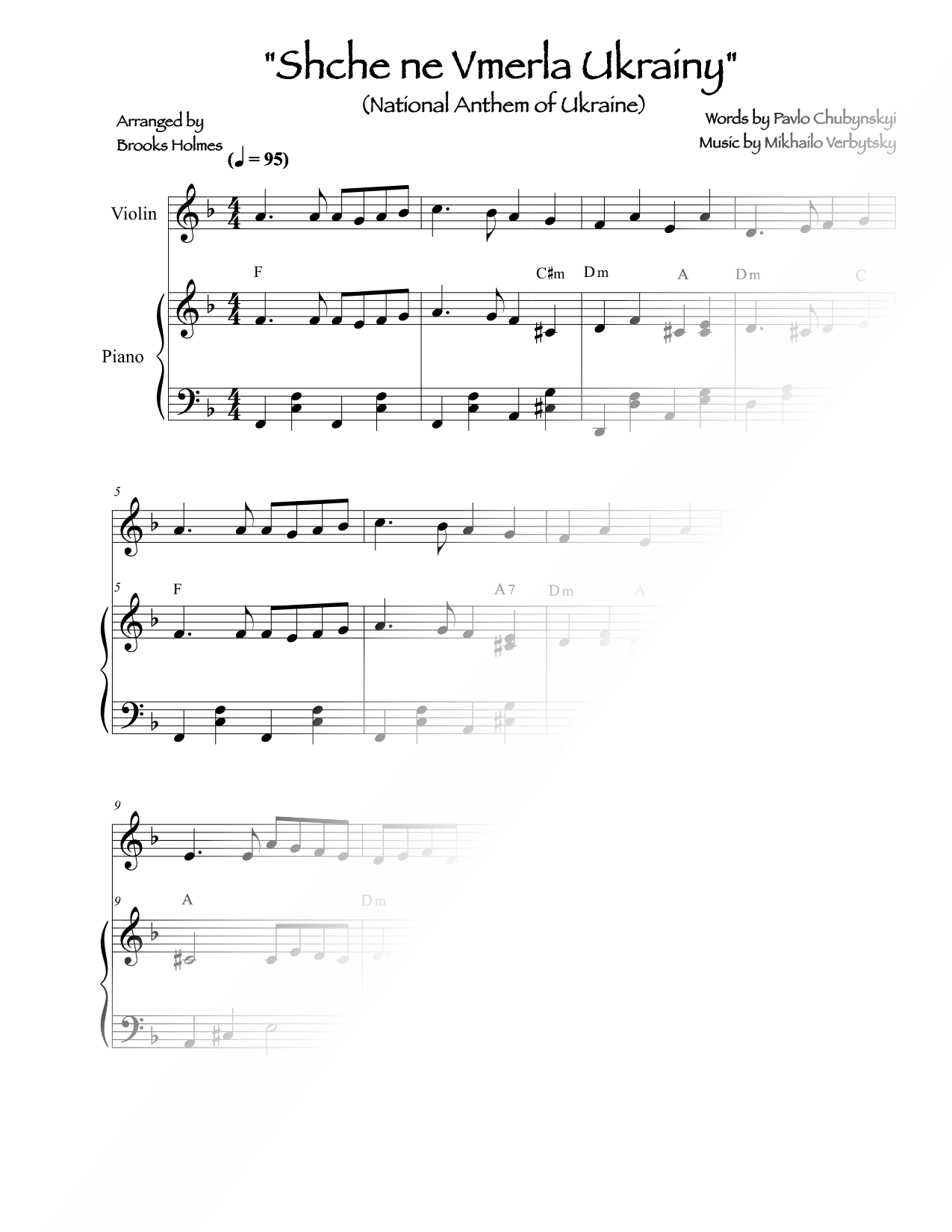 Sce Ne Vmerla Ukrainy - Violin & Piano