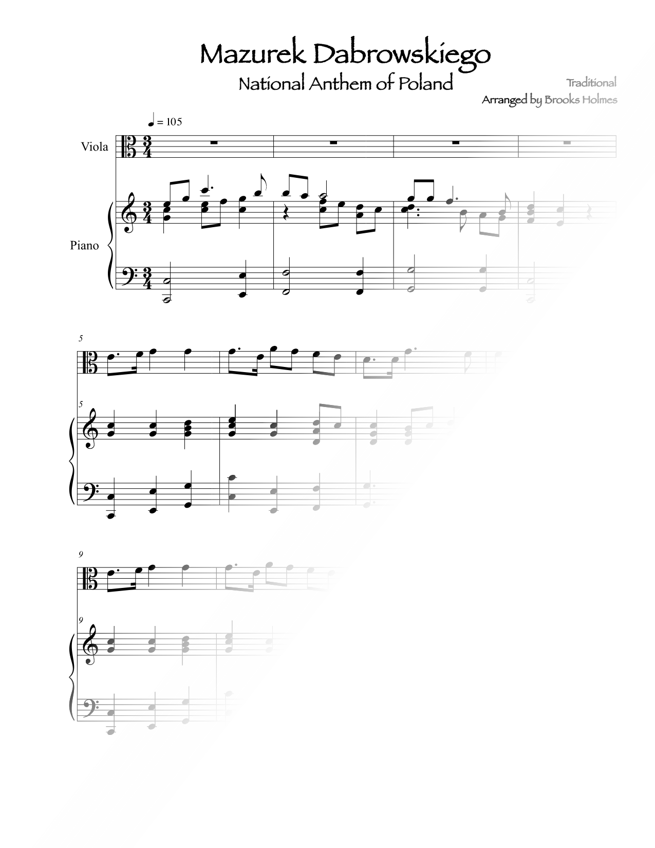 Mazurek Dabrowskiego - Viola & Piano