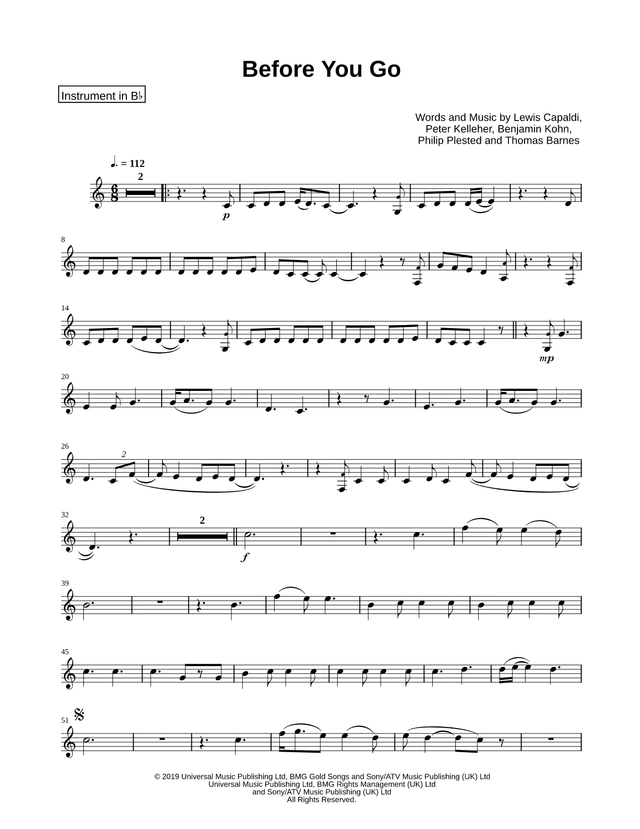 Before You Go - Bb Instrument