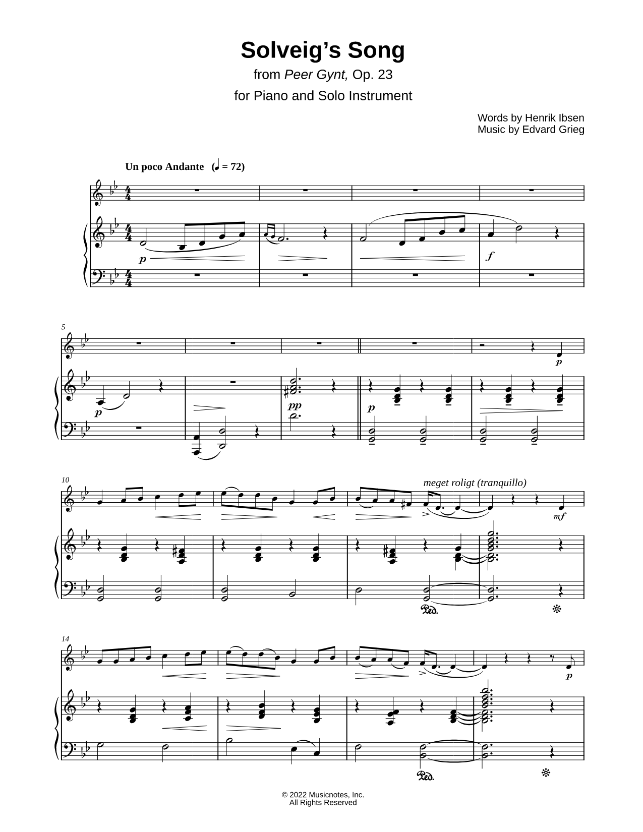 Solveig's Song - Piano Accompaniment