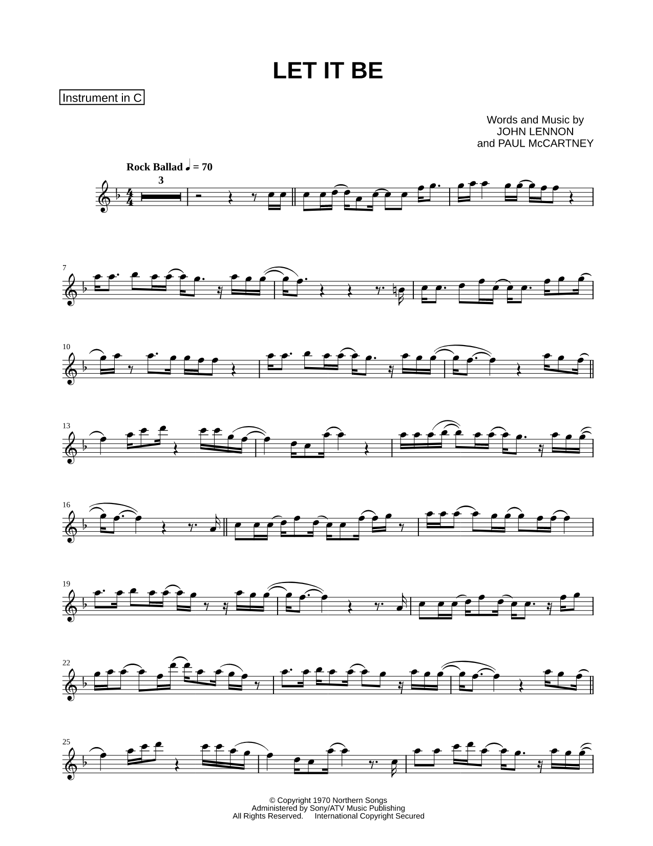 Let It Be - C Instrument