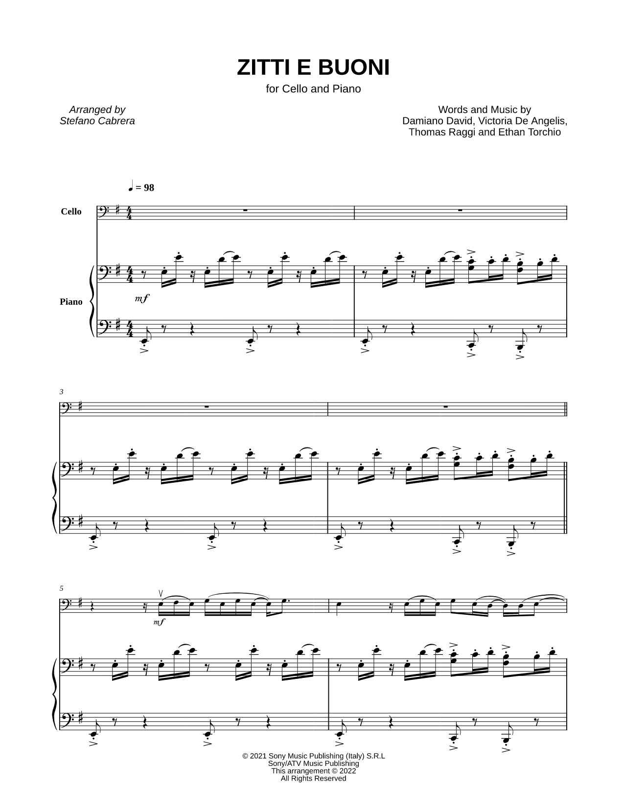 ZITTI E BUONI - Cello & Piano
