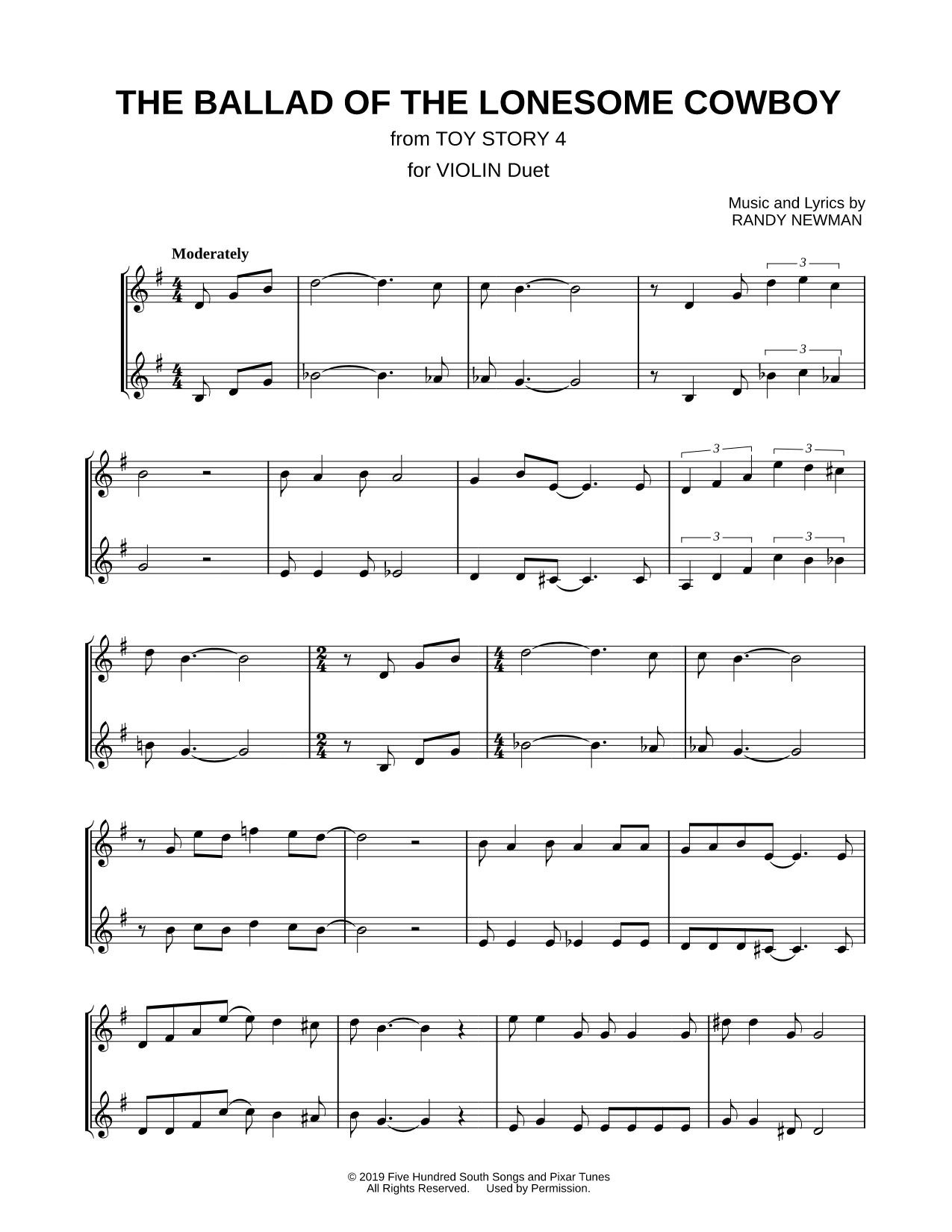 The Ballad of the Lonesome Cowboy - Violin Duet
