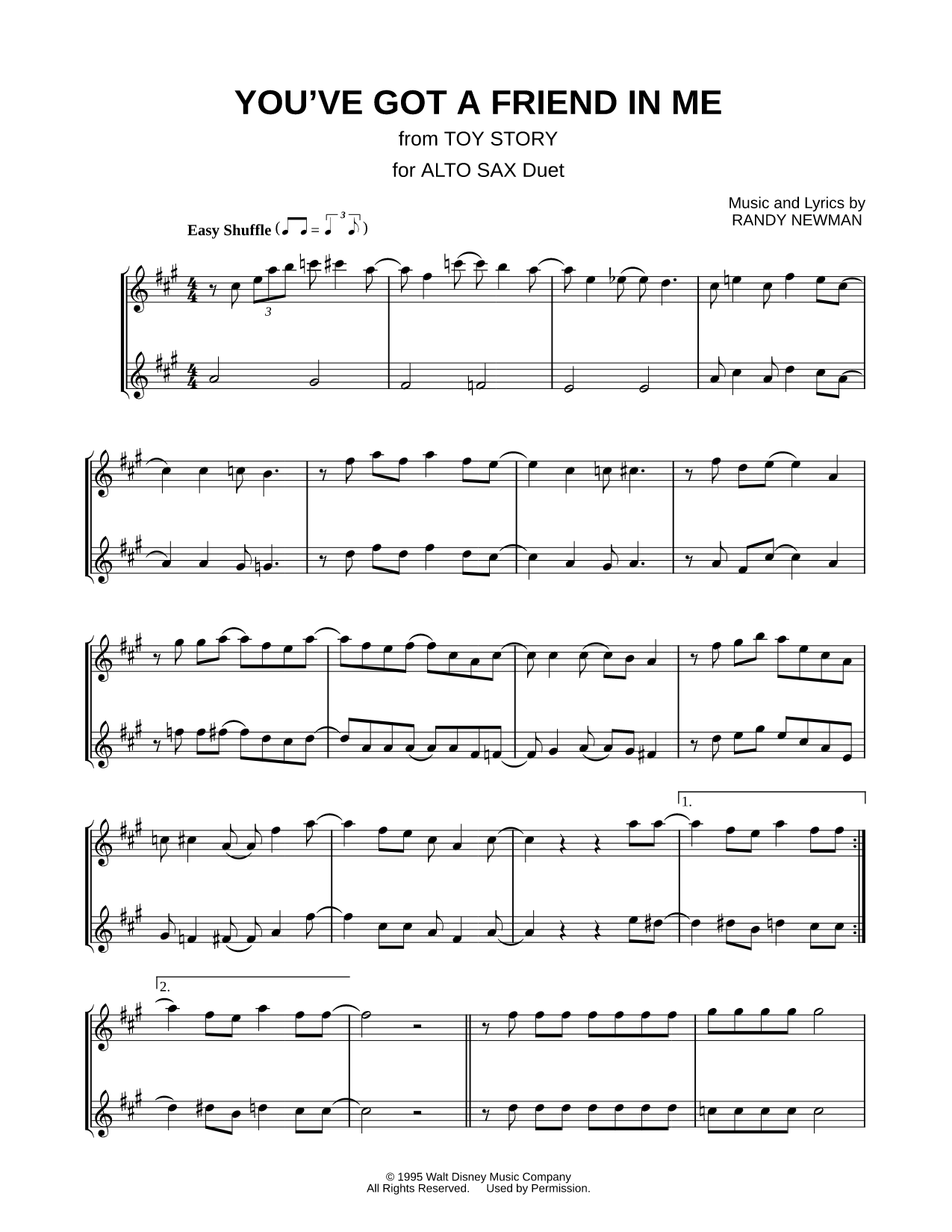 You've Got a Friend in Me - Alto Saxophone Duet