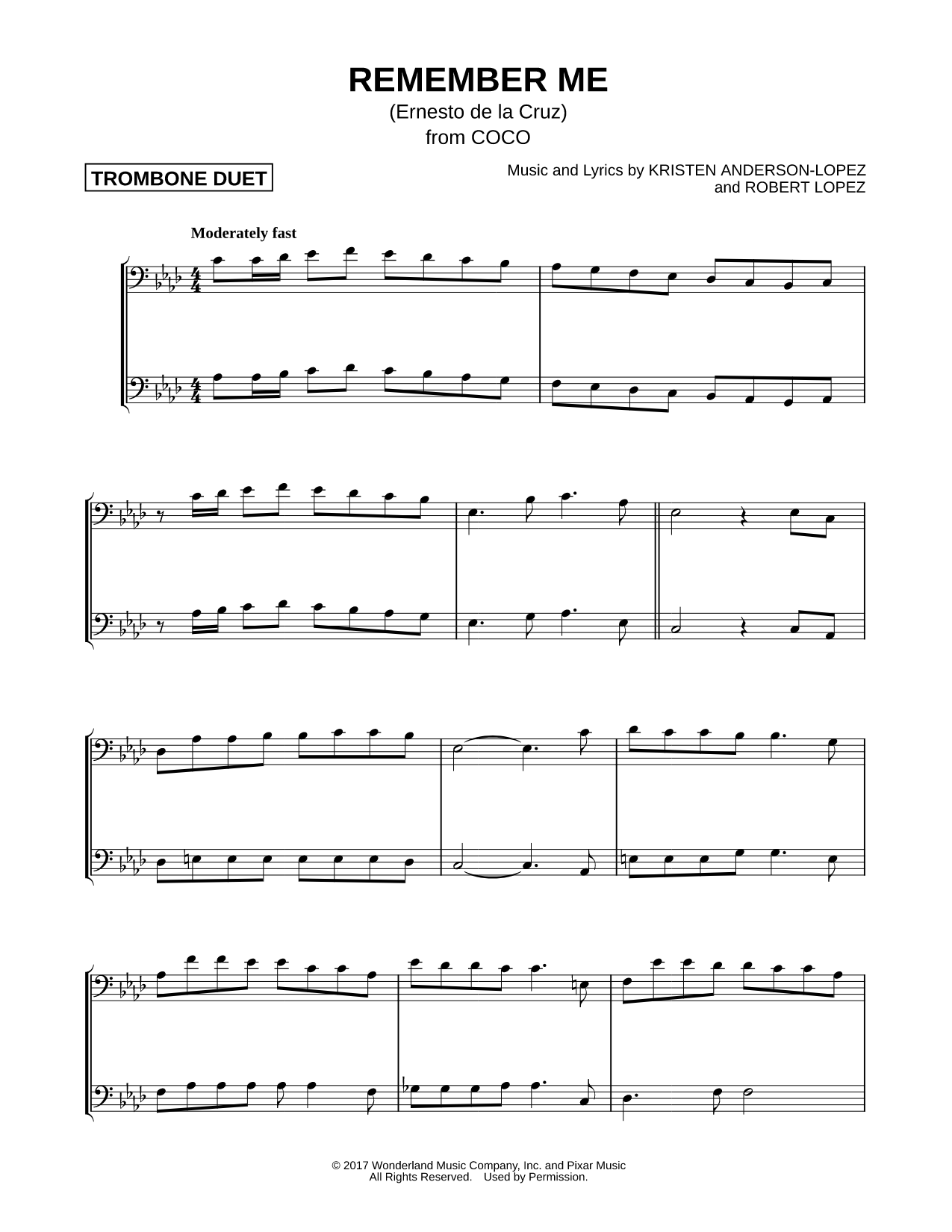 Remember Me (Ernesto de la Cruz) - Trombone Duet