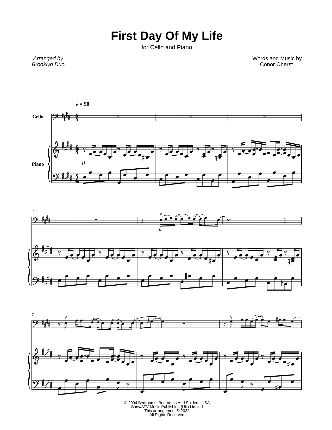 The First Day of My Life - Cello & Piano