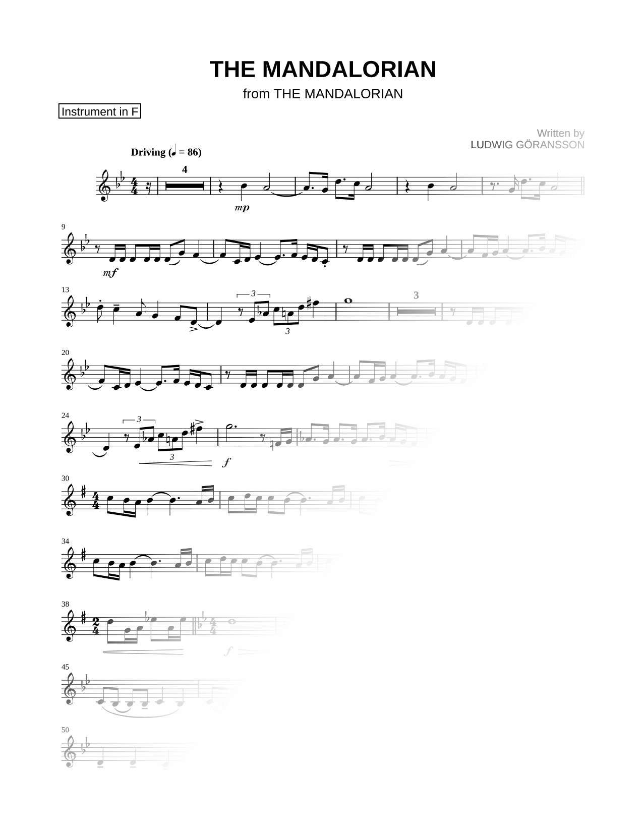 Star Wars: The Mandalorian (Main Theme) - F Instrument