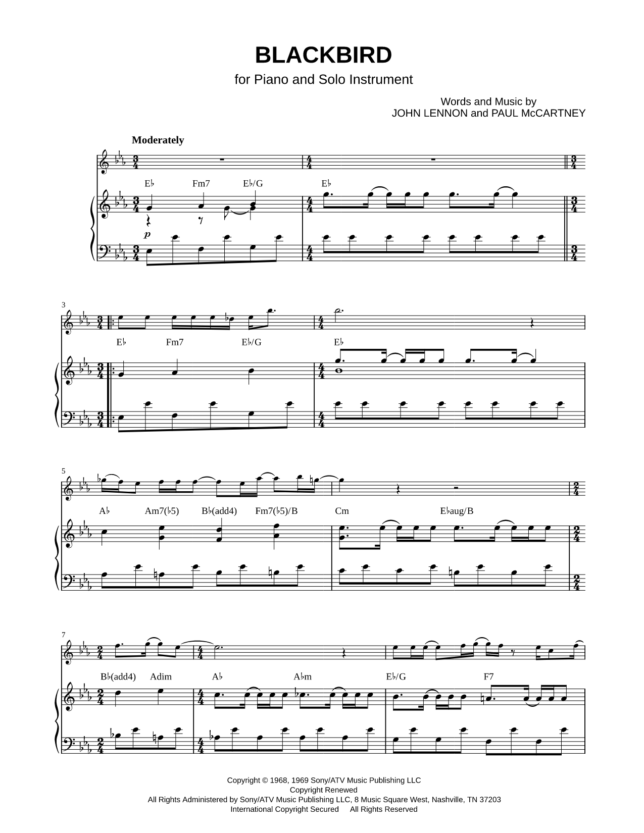 Blackbird - Piano Accompaniment