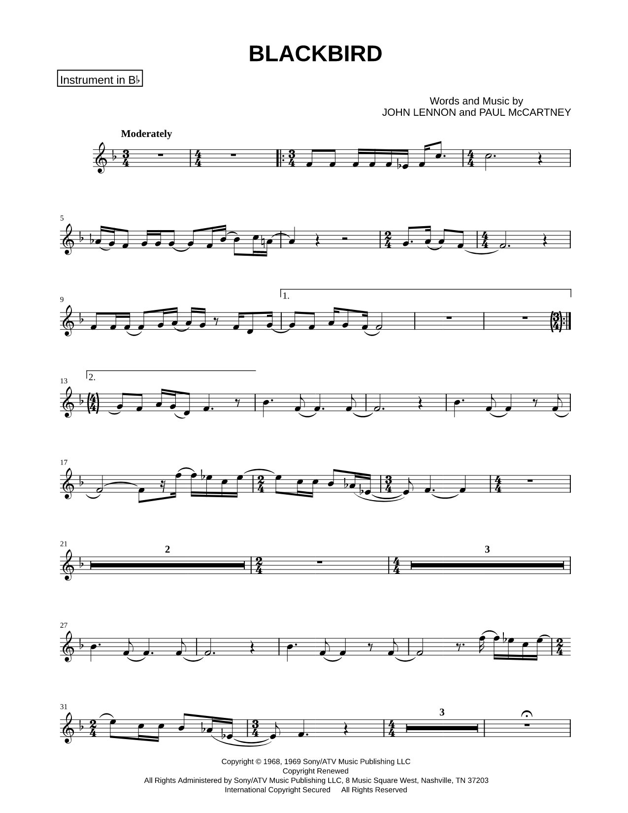 Blackbird - Bb Instrument
