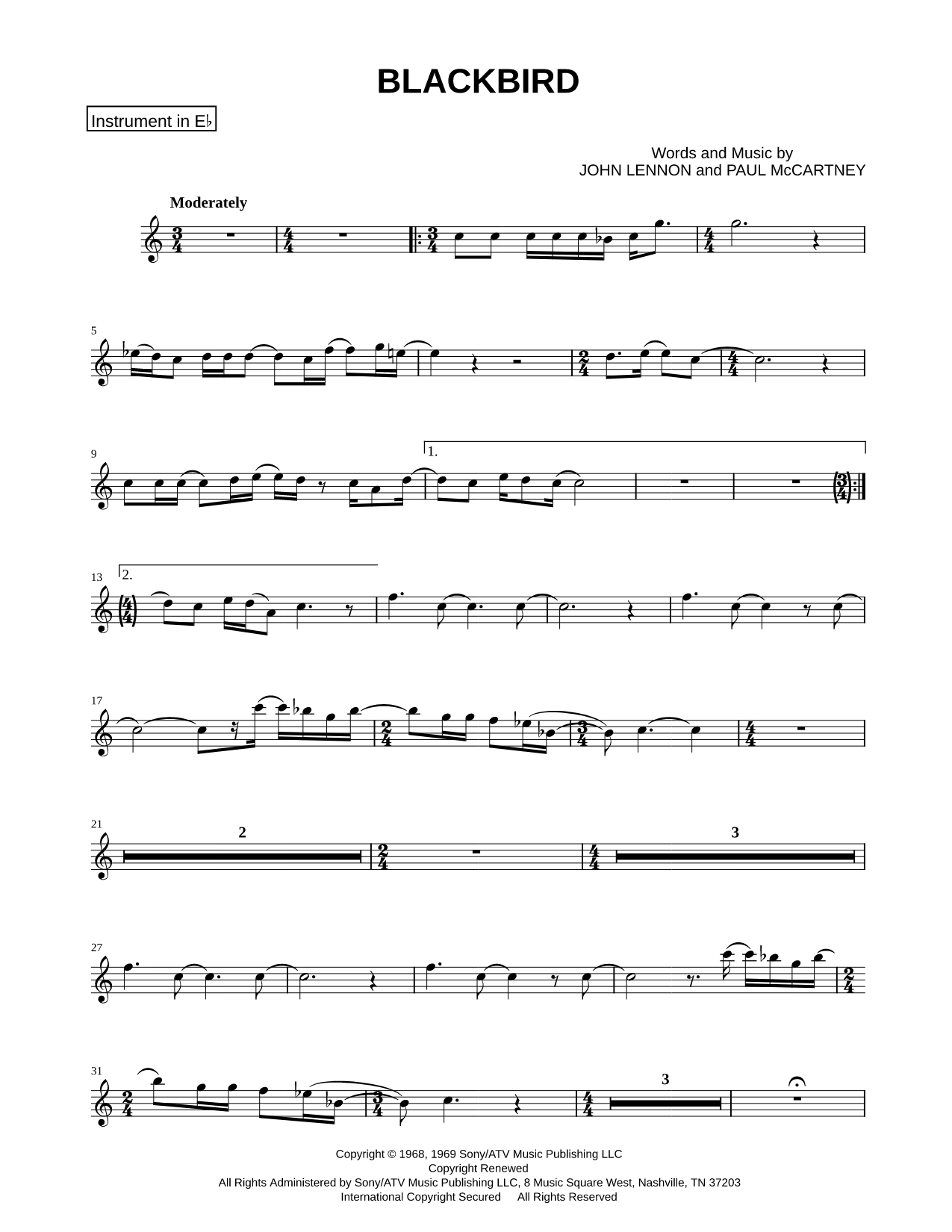 Blackbird - Eb Instrument