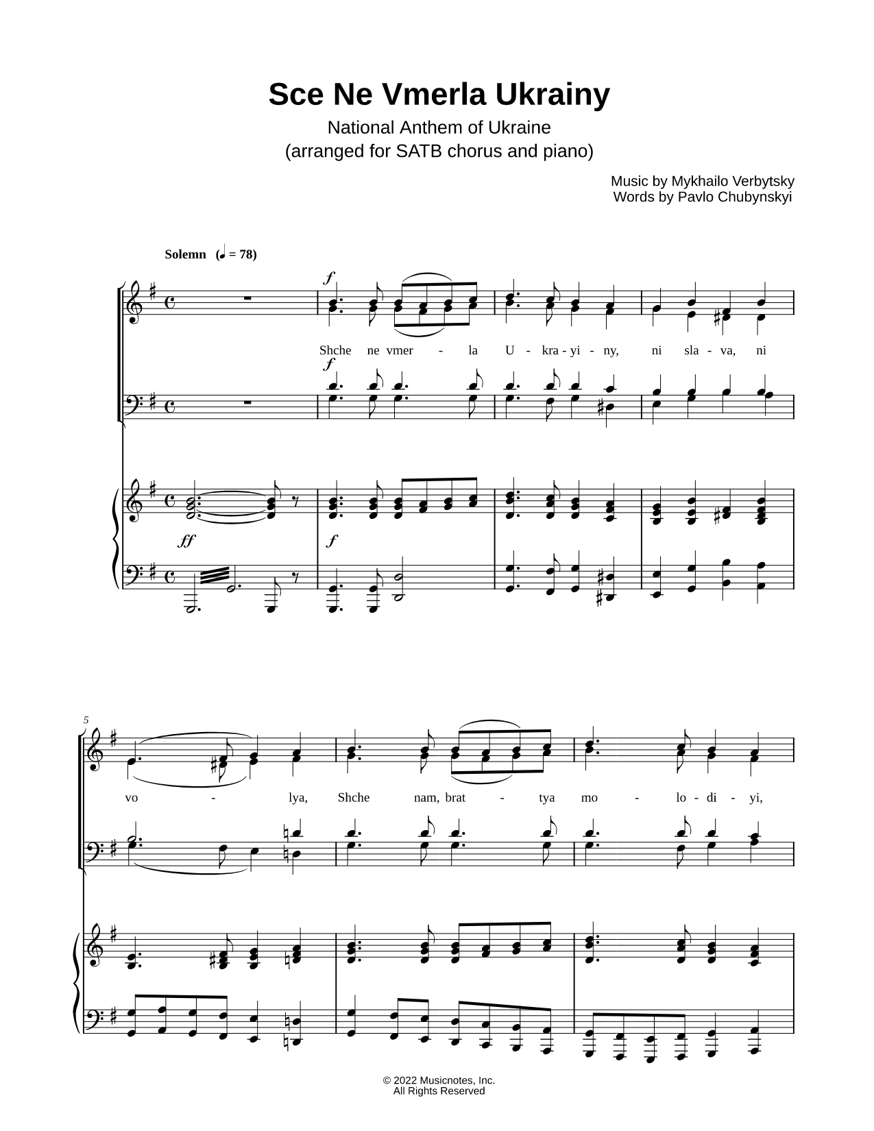 Sce Ne Vmerla Ukrainy (National Anthem of Ukraine)