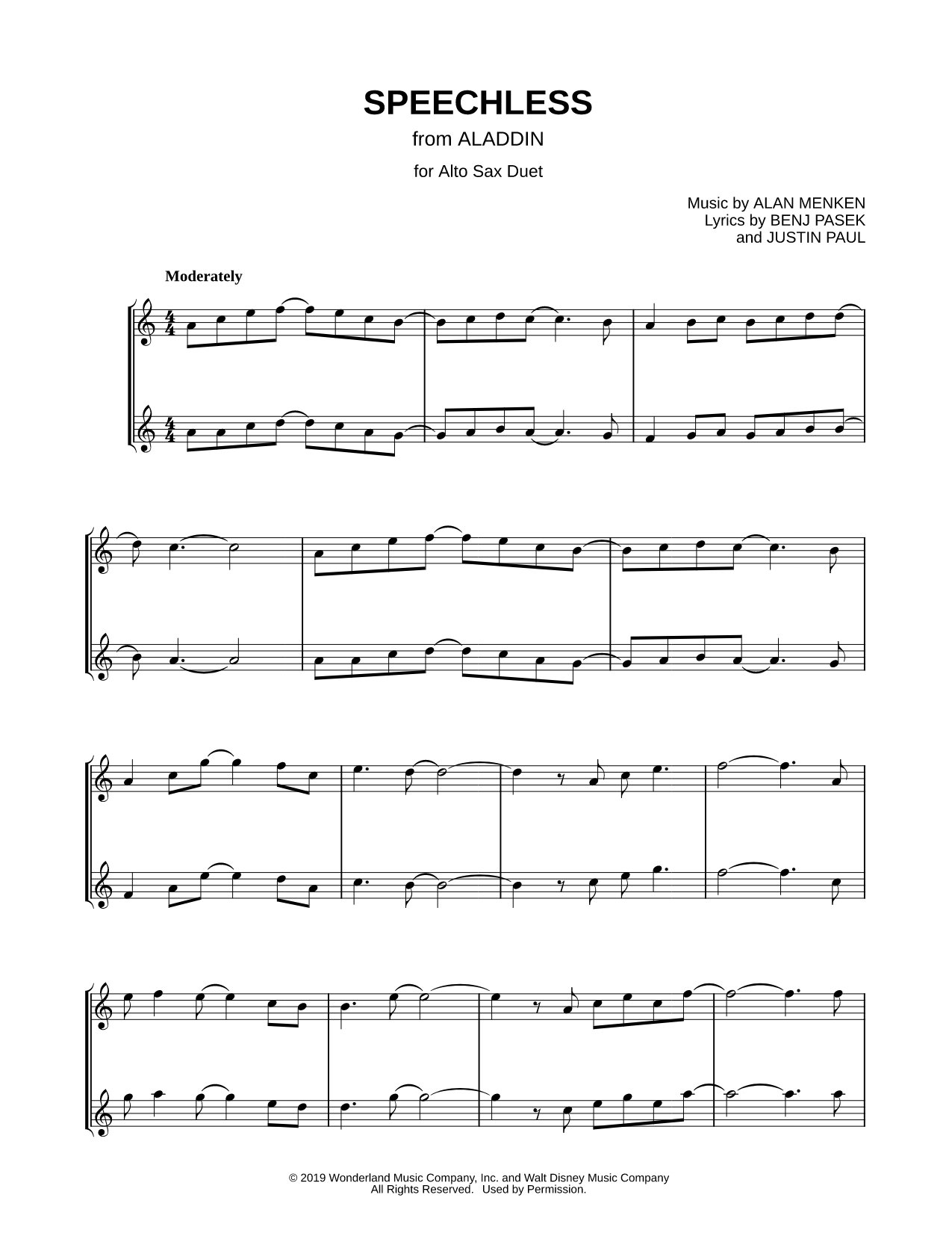 Speechless - Alto Saxophone Duet