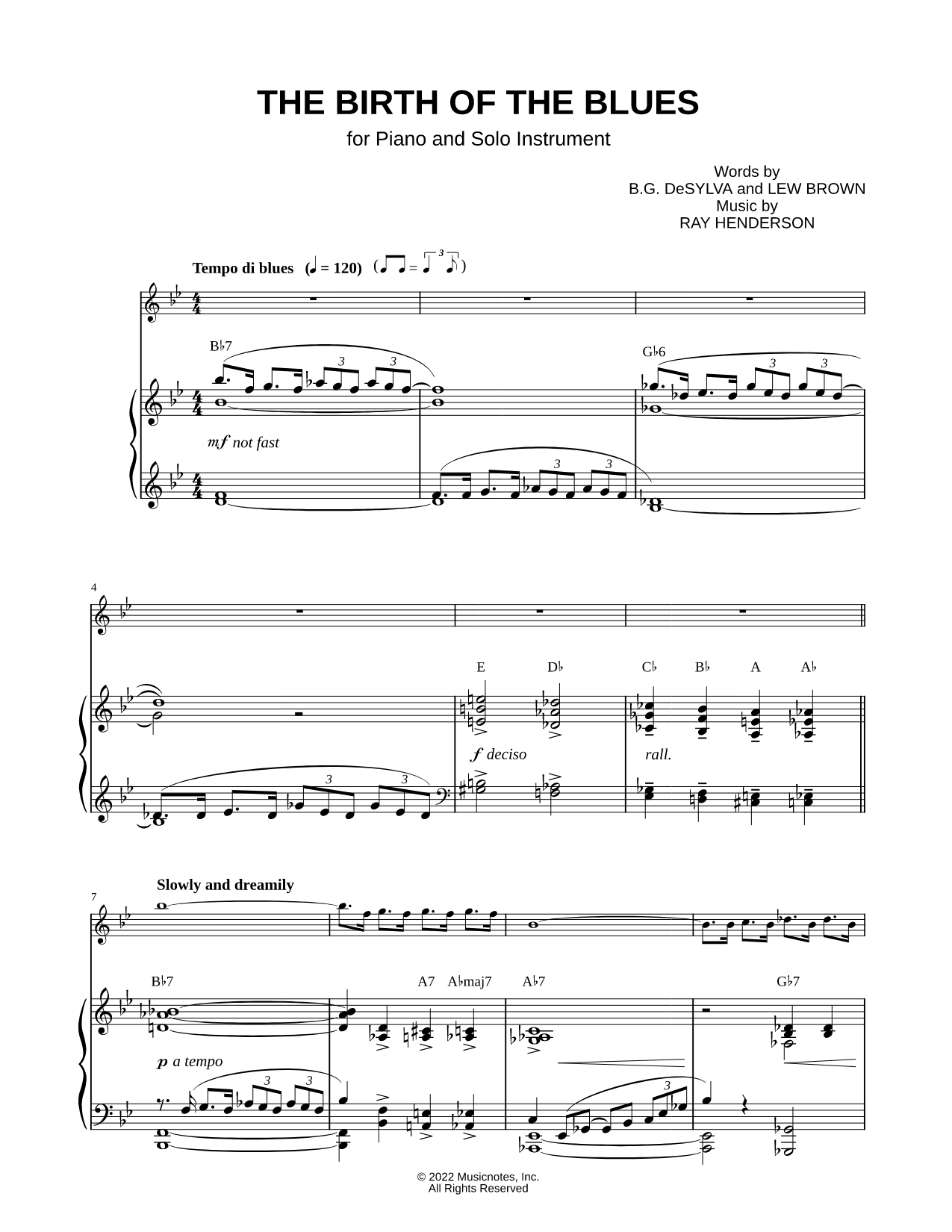 The Birth of the Blues - Piano Accompaniment